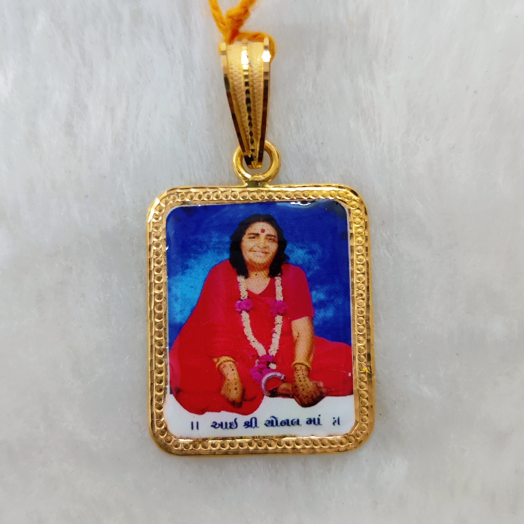 916 gold fancy gent's sonal maa photo mina pendant