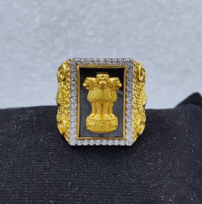 916 Gold Singal Stone Ashoktambh Ring