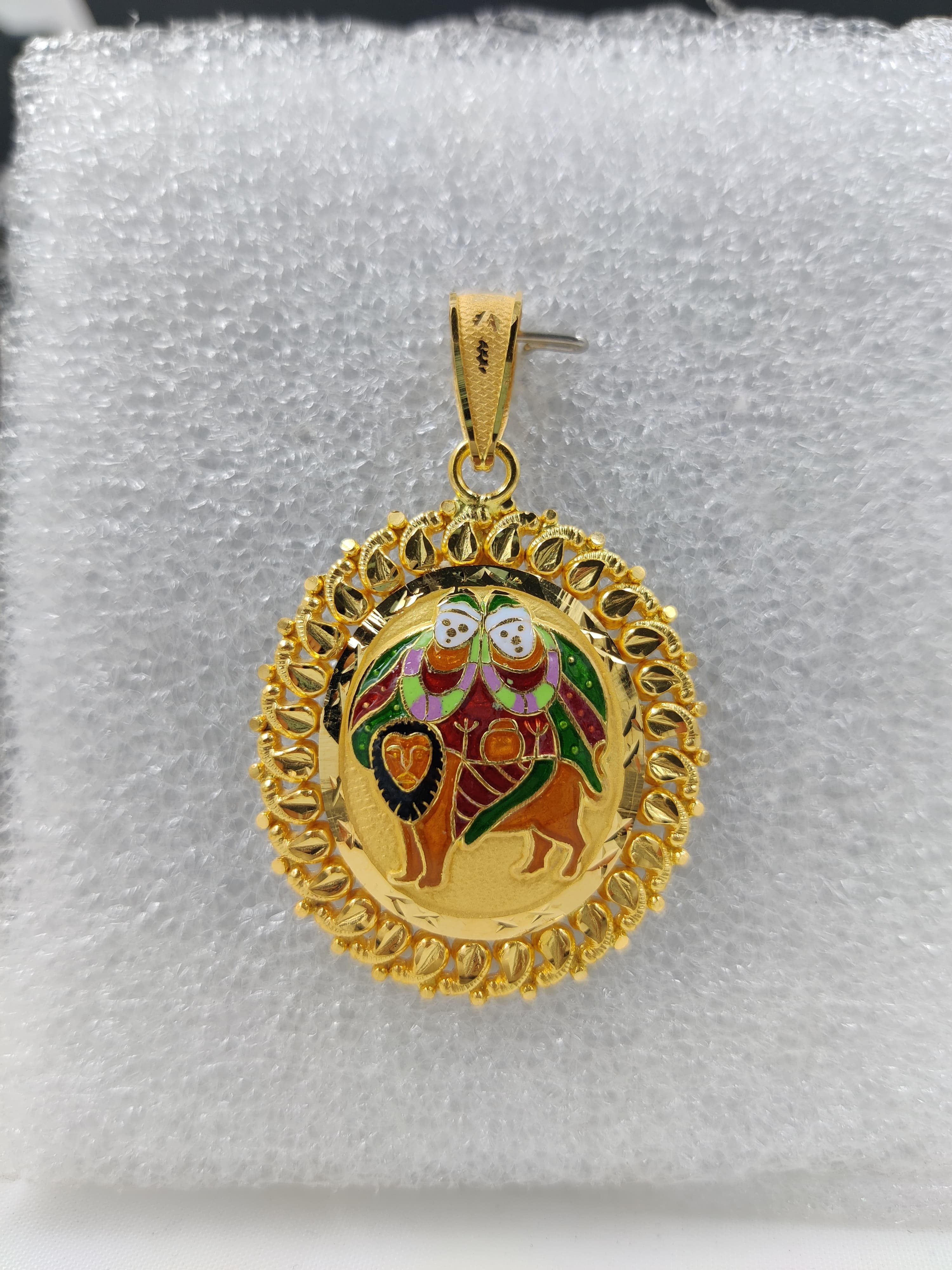 916 Gold Chamunda Maa Minakari Pendant