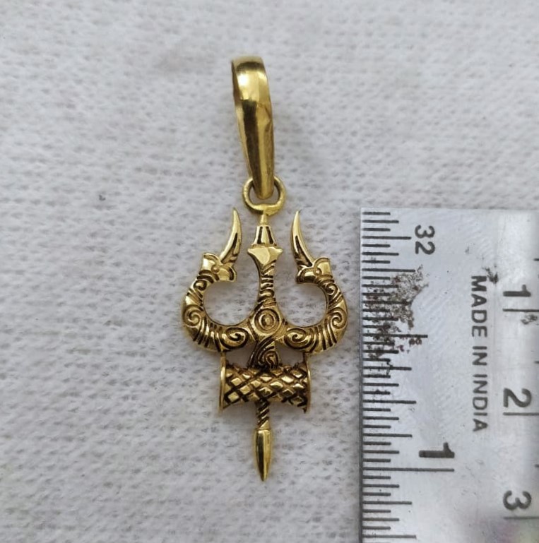 916 Gold Fancy Trishul Pendant