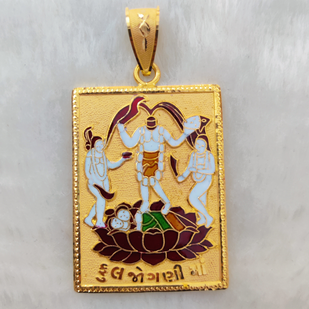 916 gold jogani maa minakari pendant