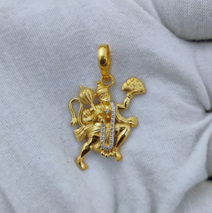 916 Gold Fancy Hanuman Pendant