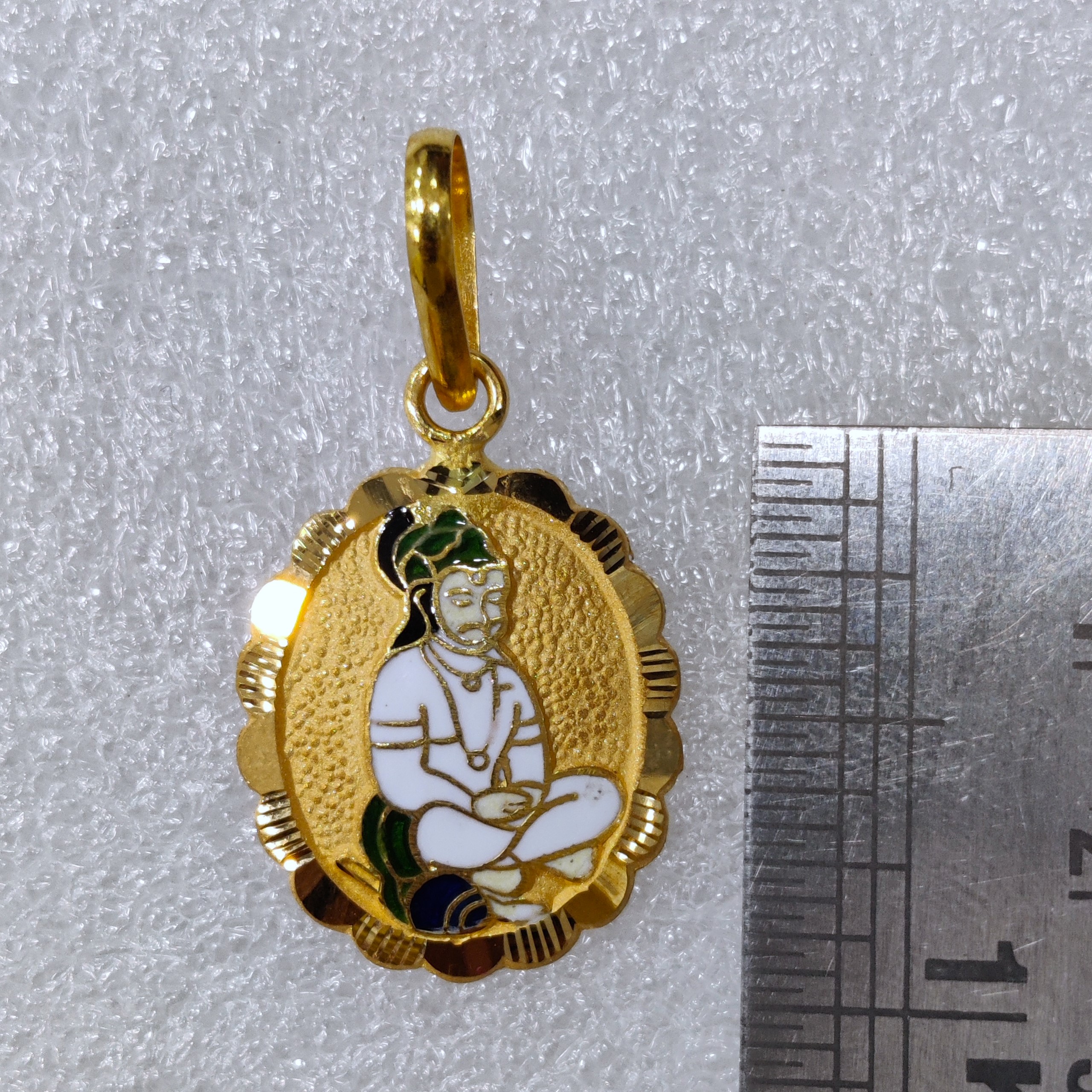 916 Gold Hanuman Minakari Pendant