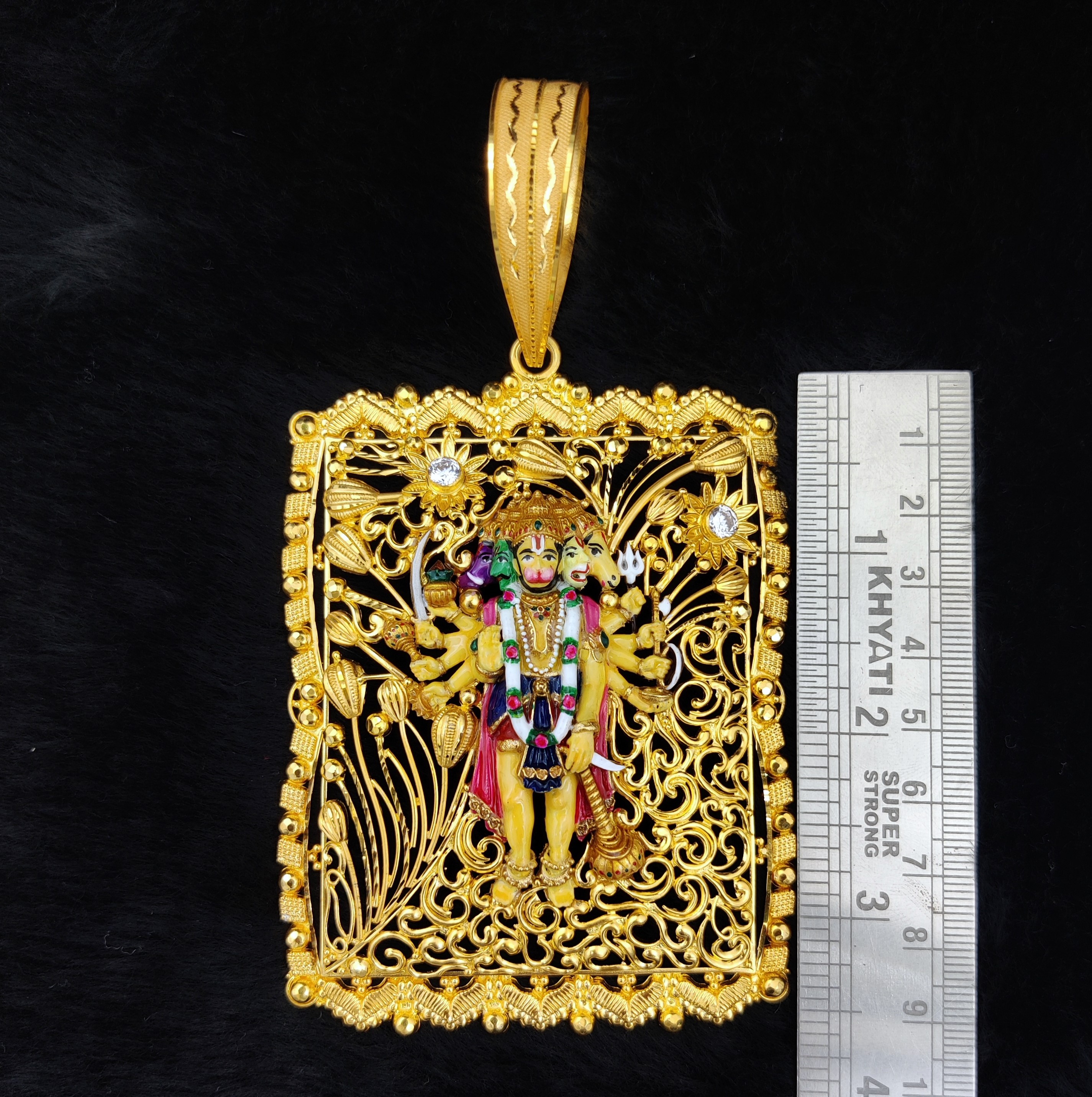916 Gold Fancy Panchmukhi Hanuman Dada Pendant
