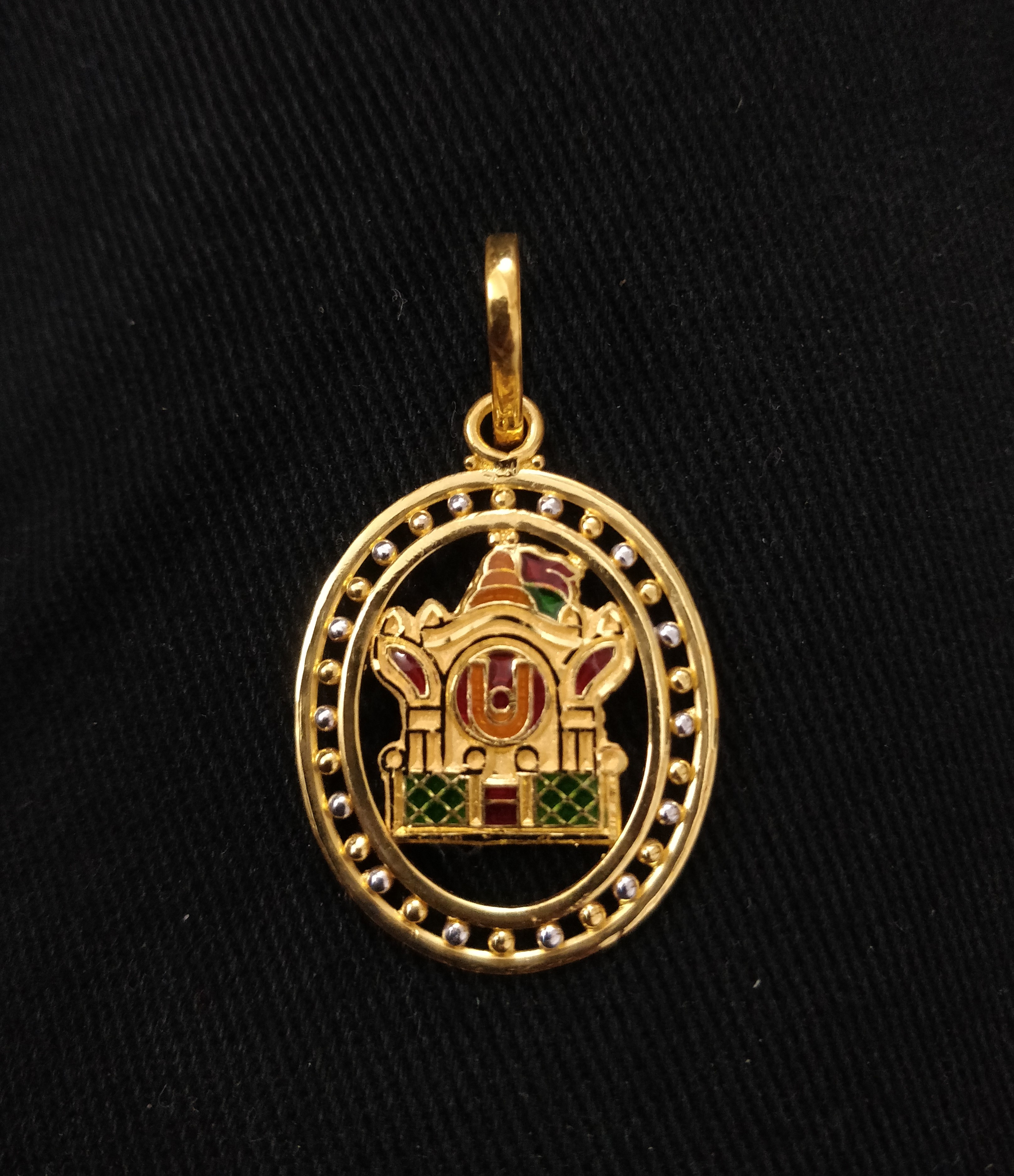 916 Gold Fancy Akshar Deri Pendant
