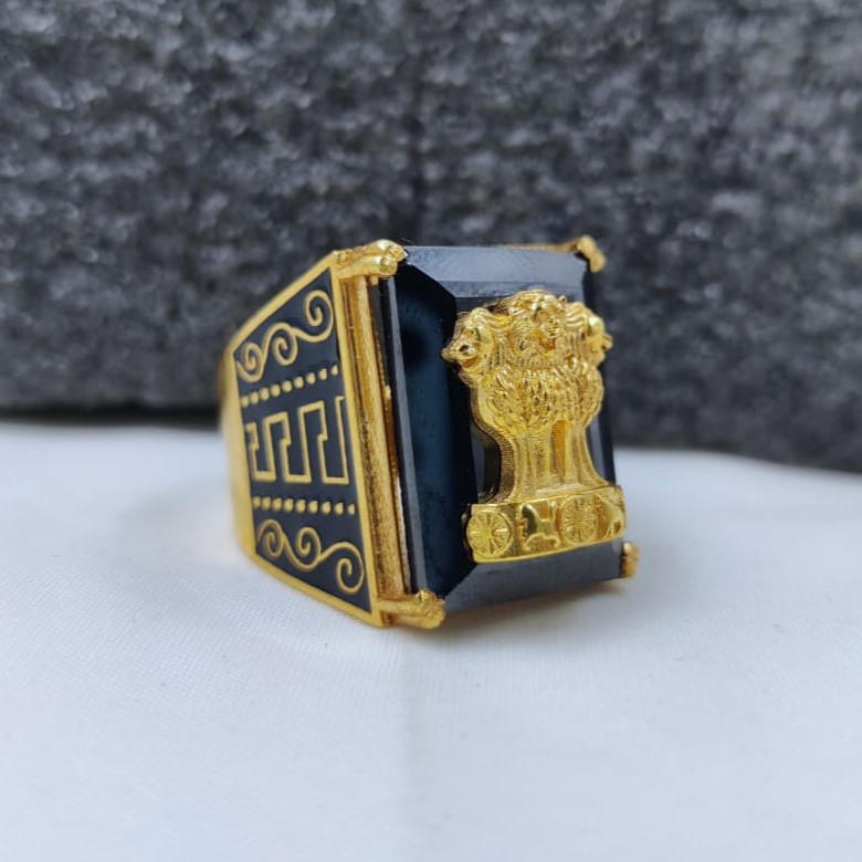 916 Gold Singal Stone Ashoktambh Ring-6