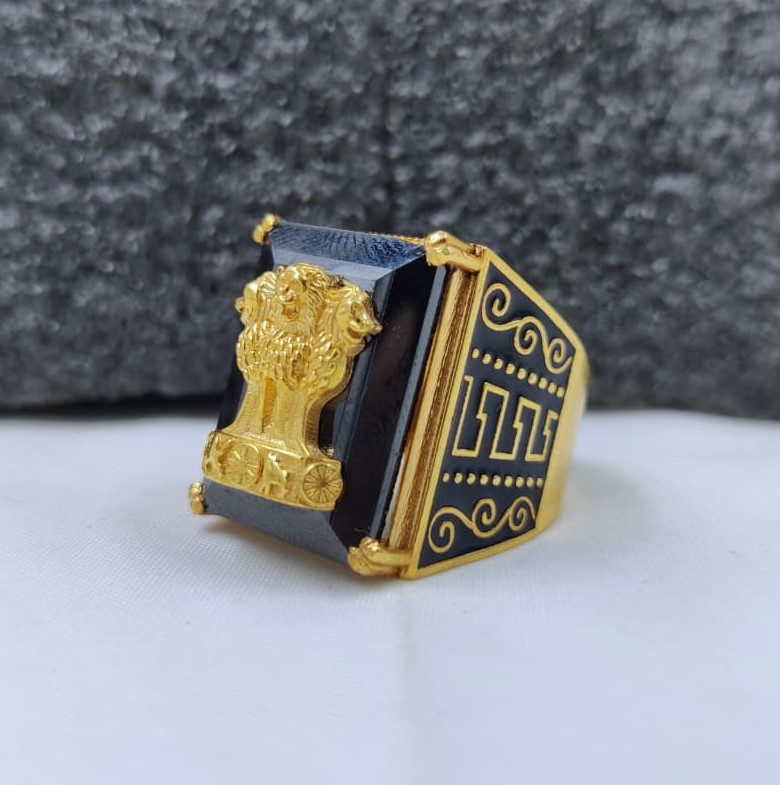 916 Gold Singal Stone Ashoktambh Ring-6