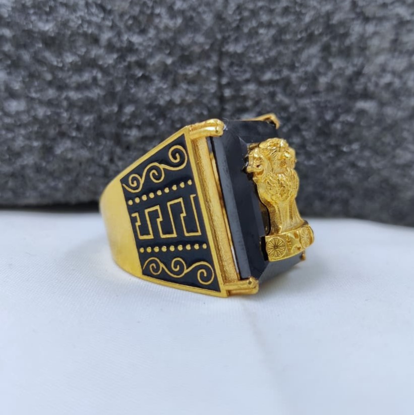 916 Gold Singal Stone Ashoktambh Ring-6