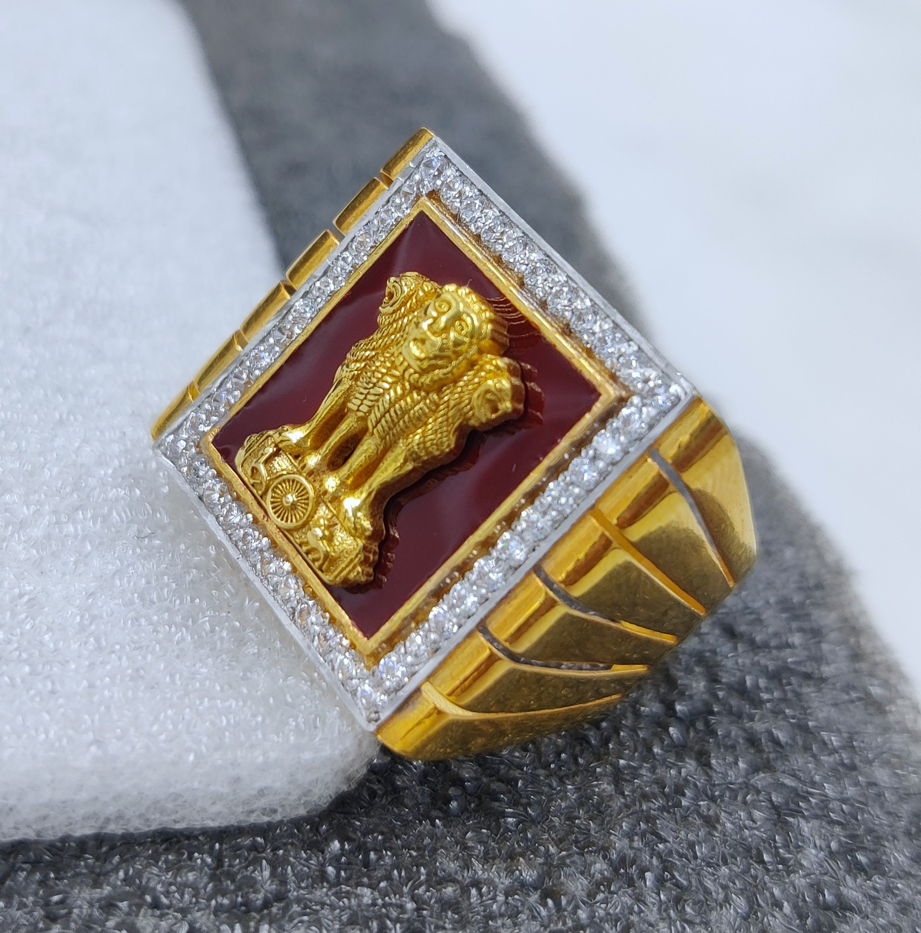 916 Gold Fancy Ashok Stambh Ring-8