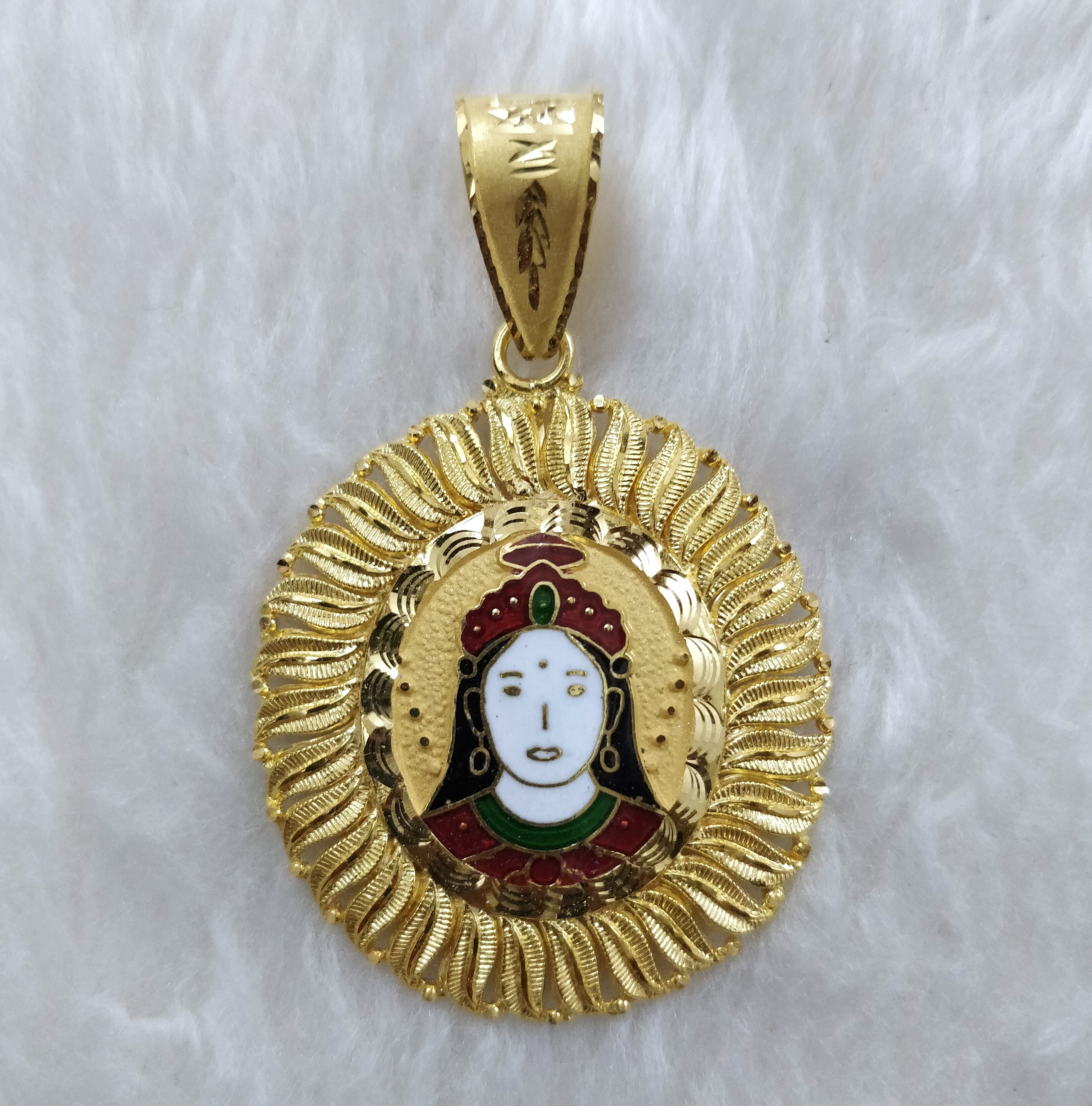916 Gold Minakari Chehar Maa Pendant
