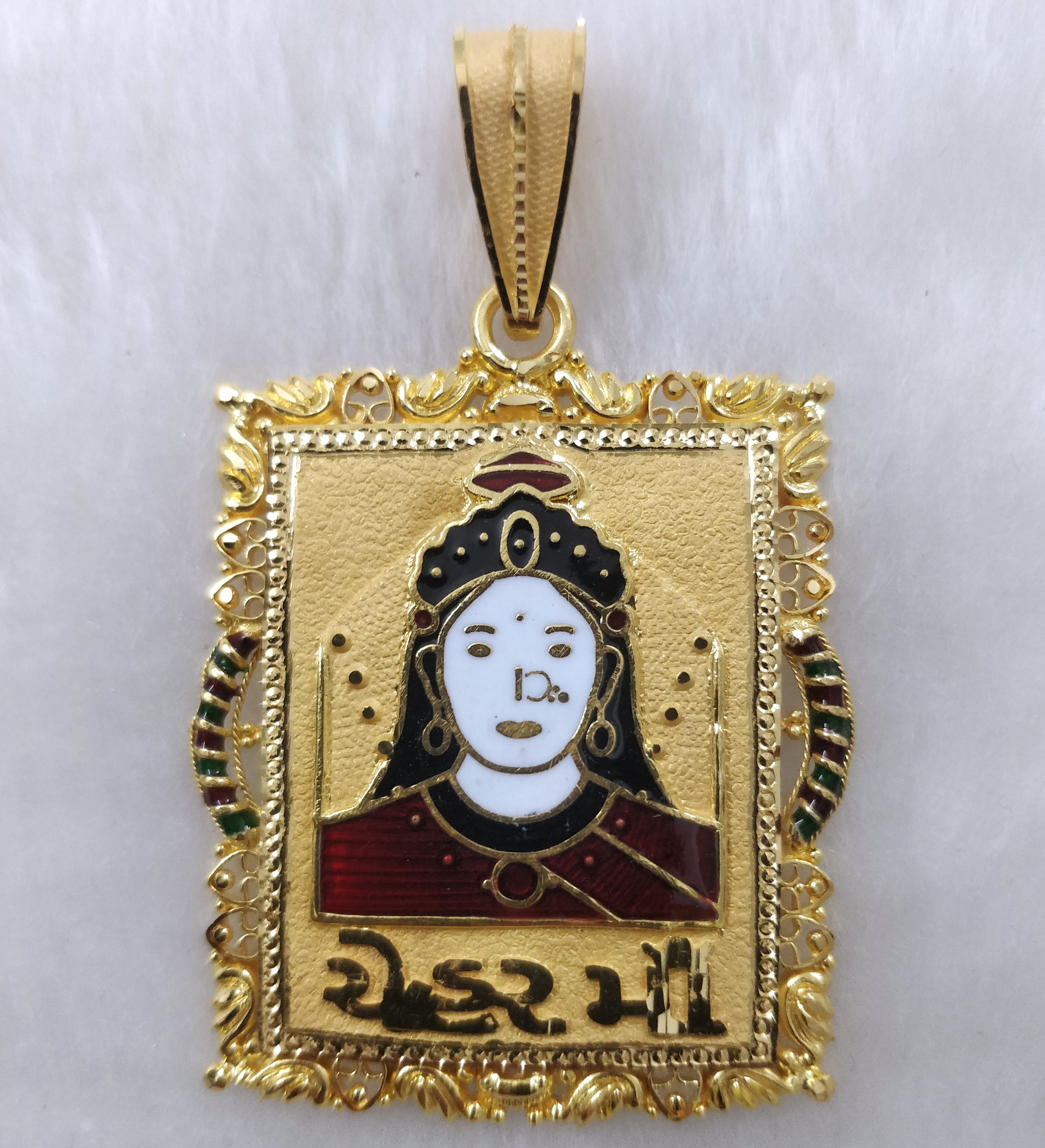 916 Gold Minakari Chehar Maa Pendant
