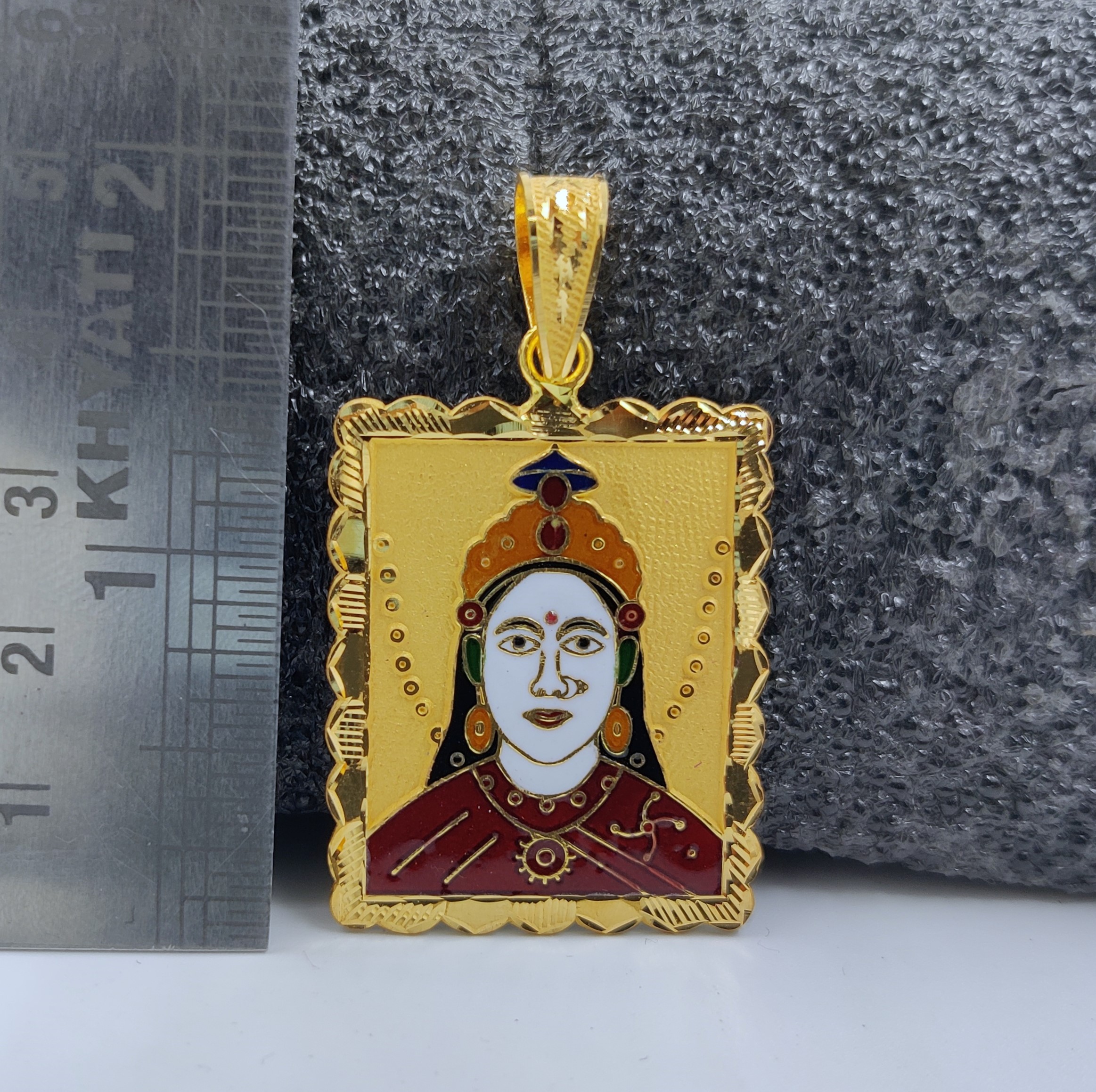 916 Gold Chehar Maa Minakari Pendant