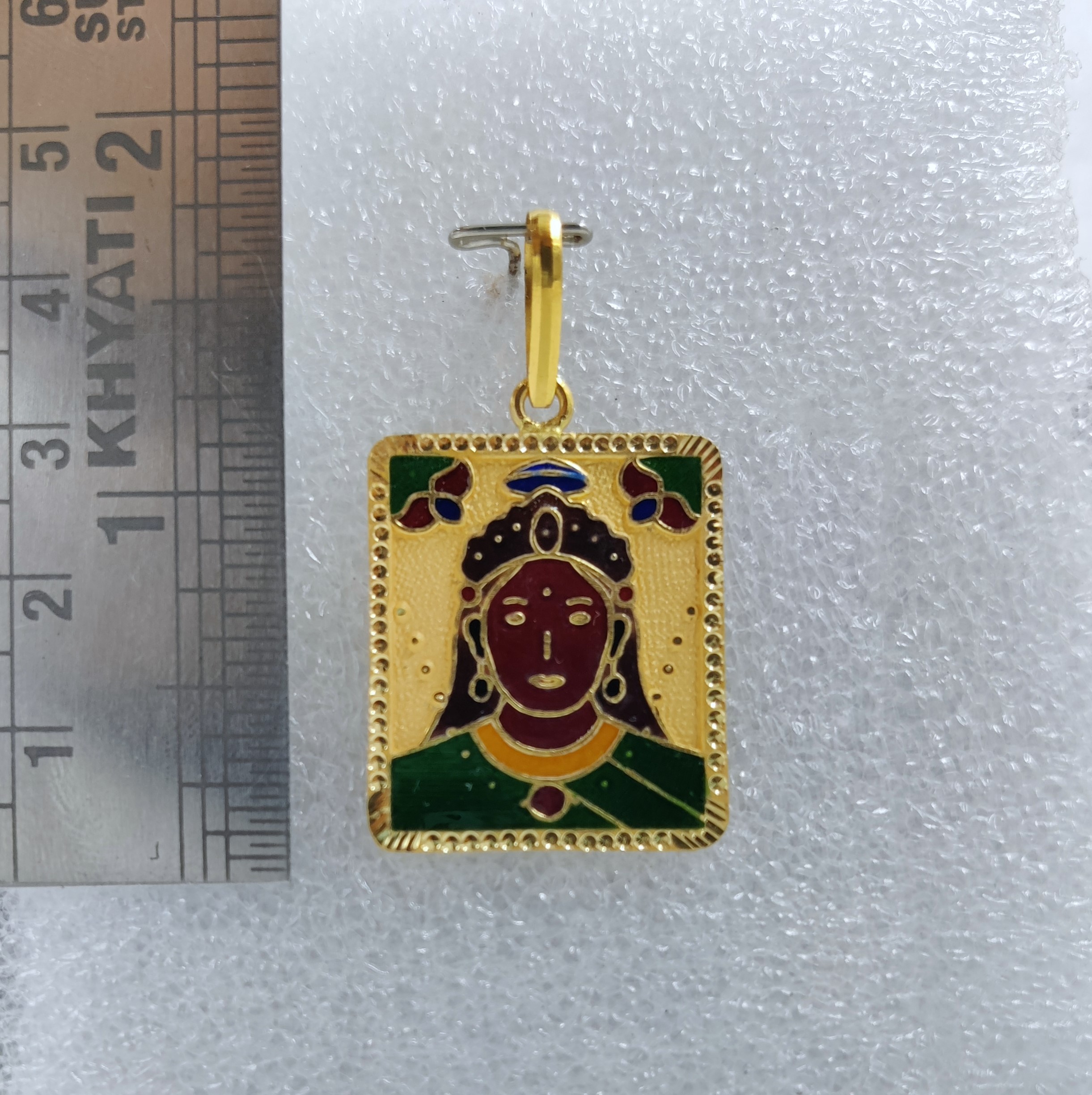 916 Gold Chehar Maa Minakari Pendant