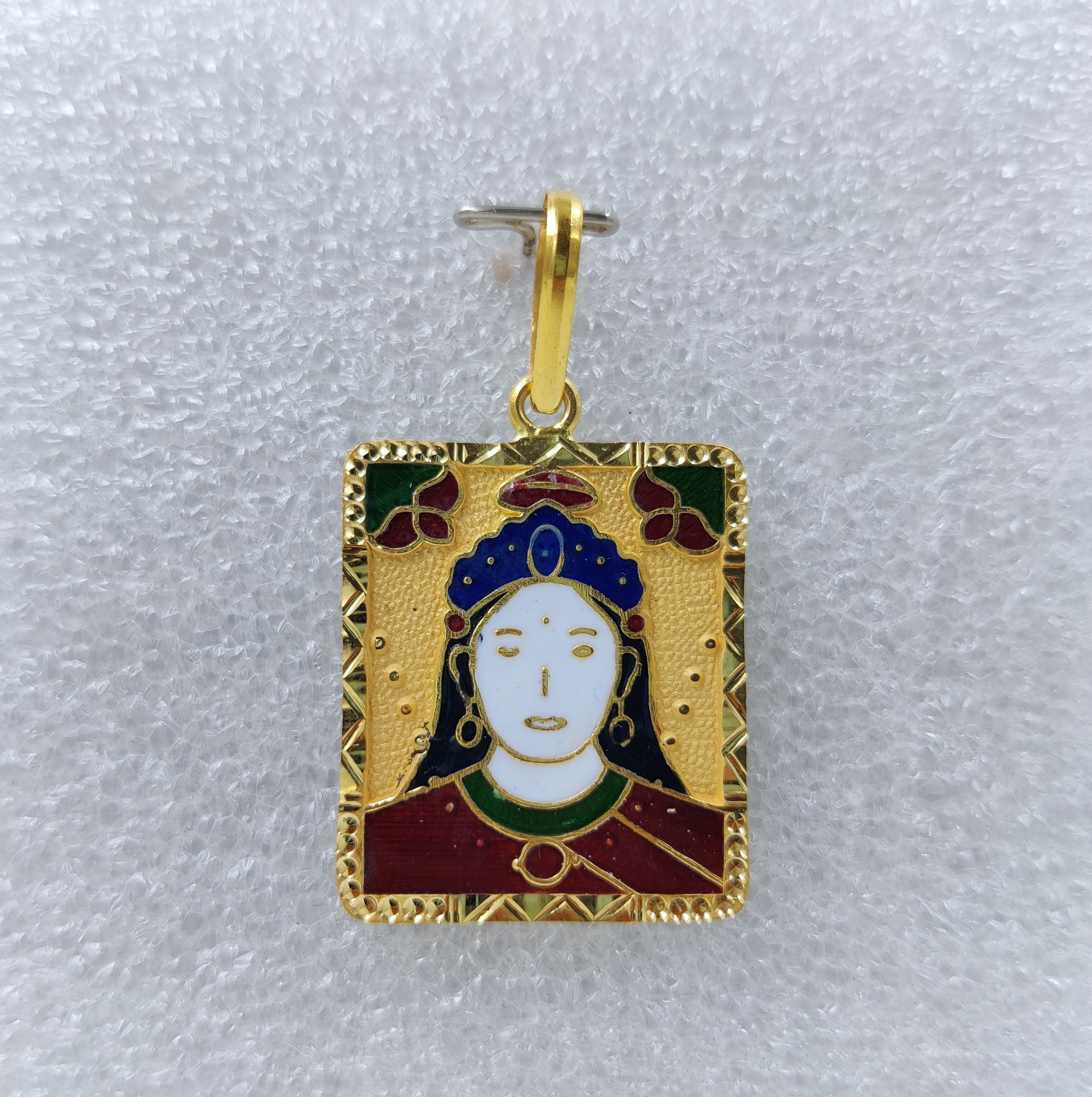 916 Gold Chehar Maa Minakari Pendant