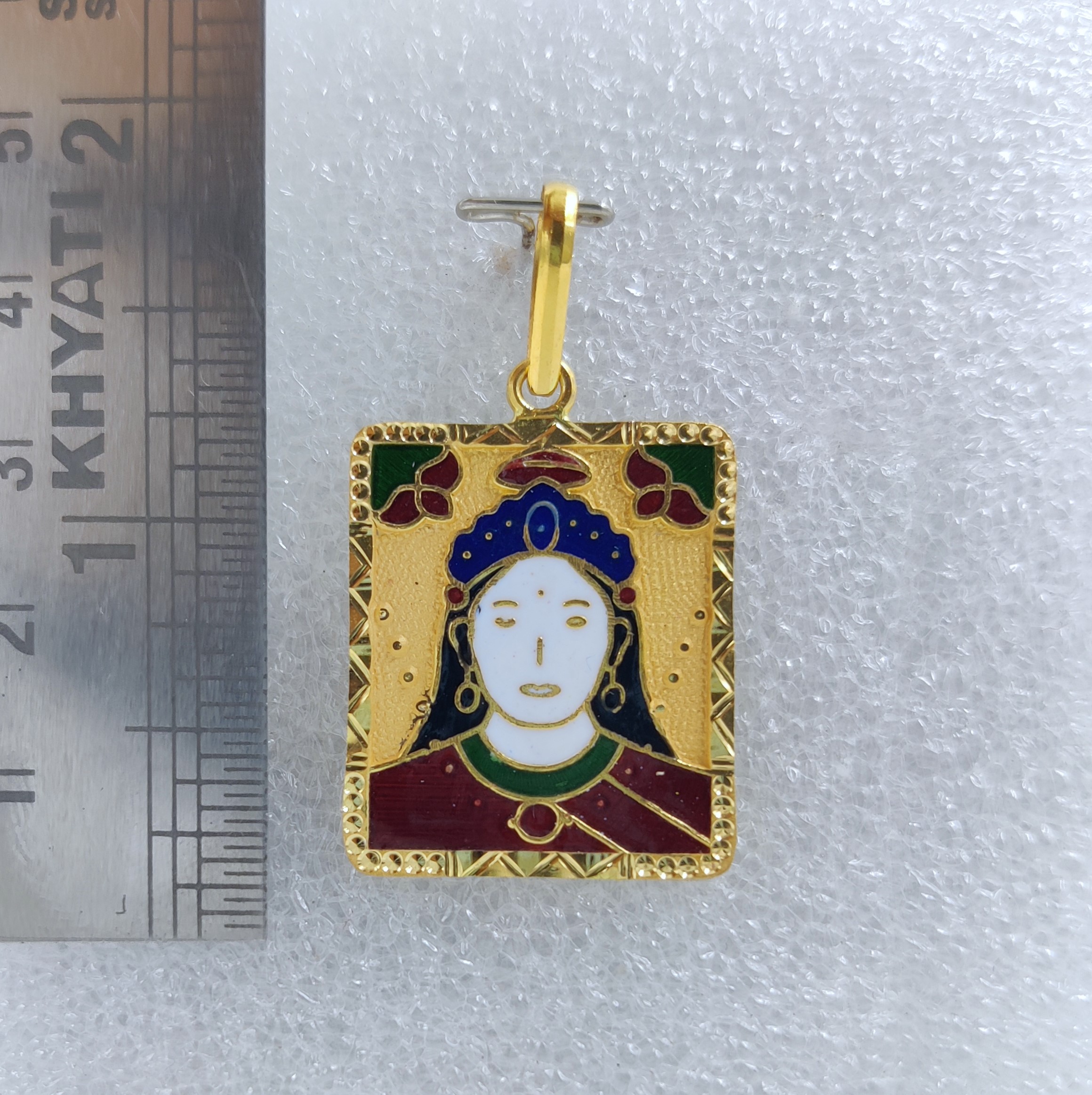 916 Gold Chehar Maa Minakari Pendant