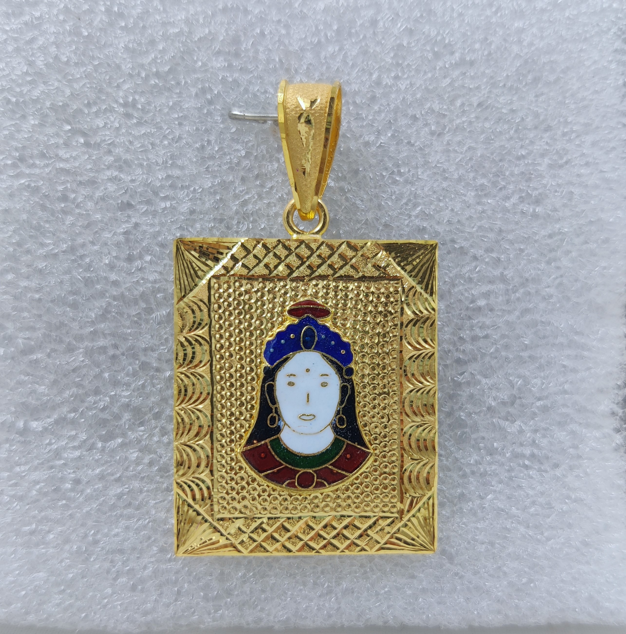 916 Gold Chehar Maa Minakari Pendant