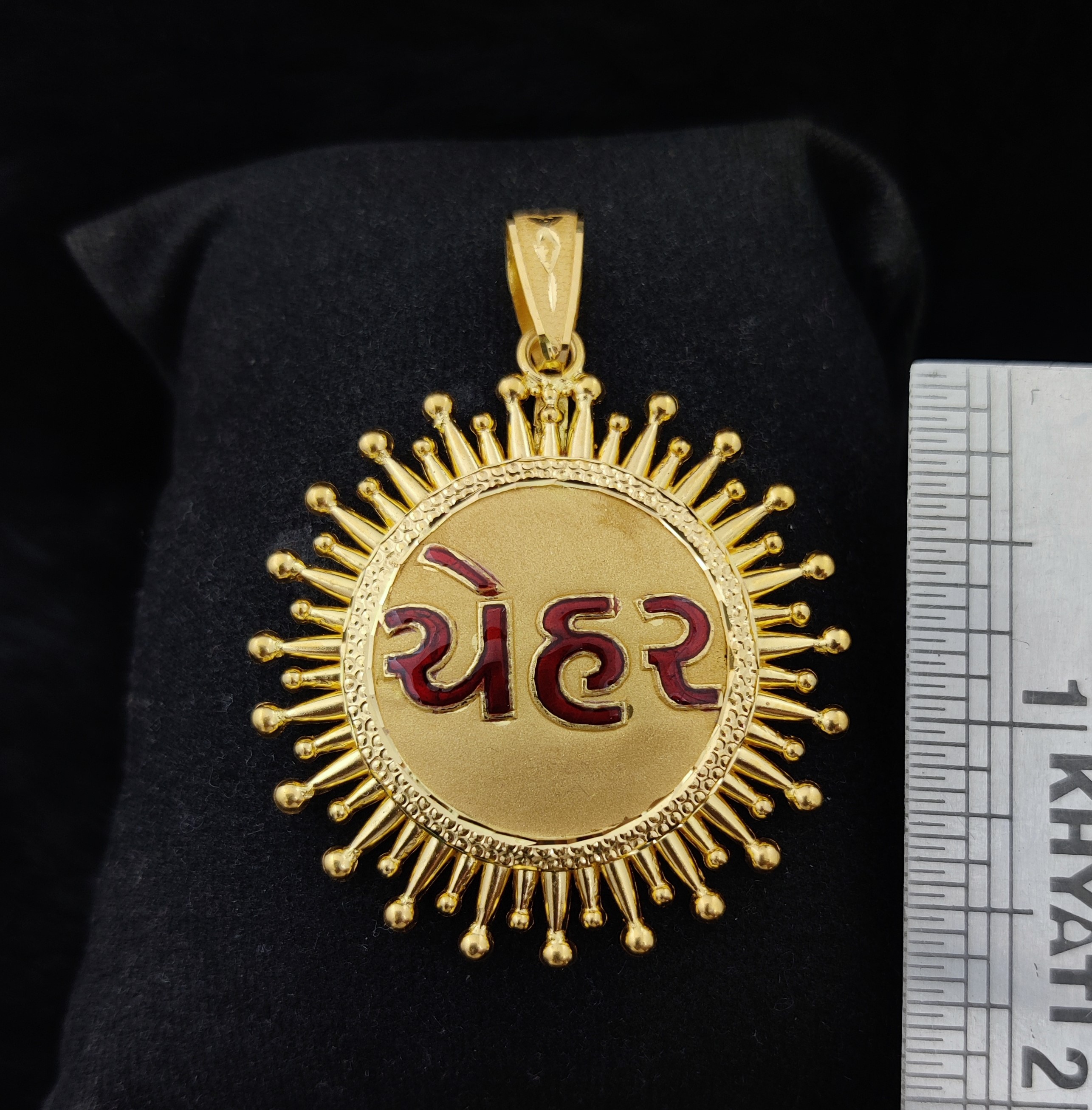 916 Gold Chehar Maa Named Pendant