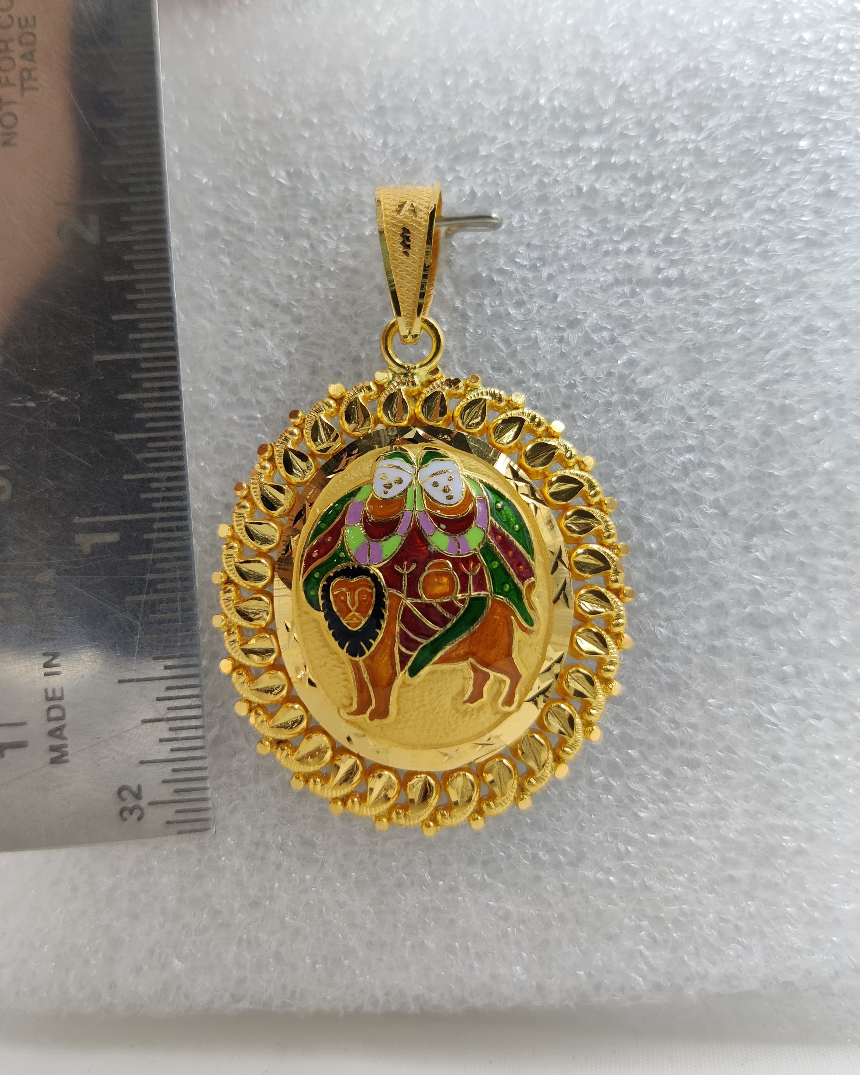 916 Gold Chamunda Maa Minakari Pendant