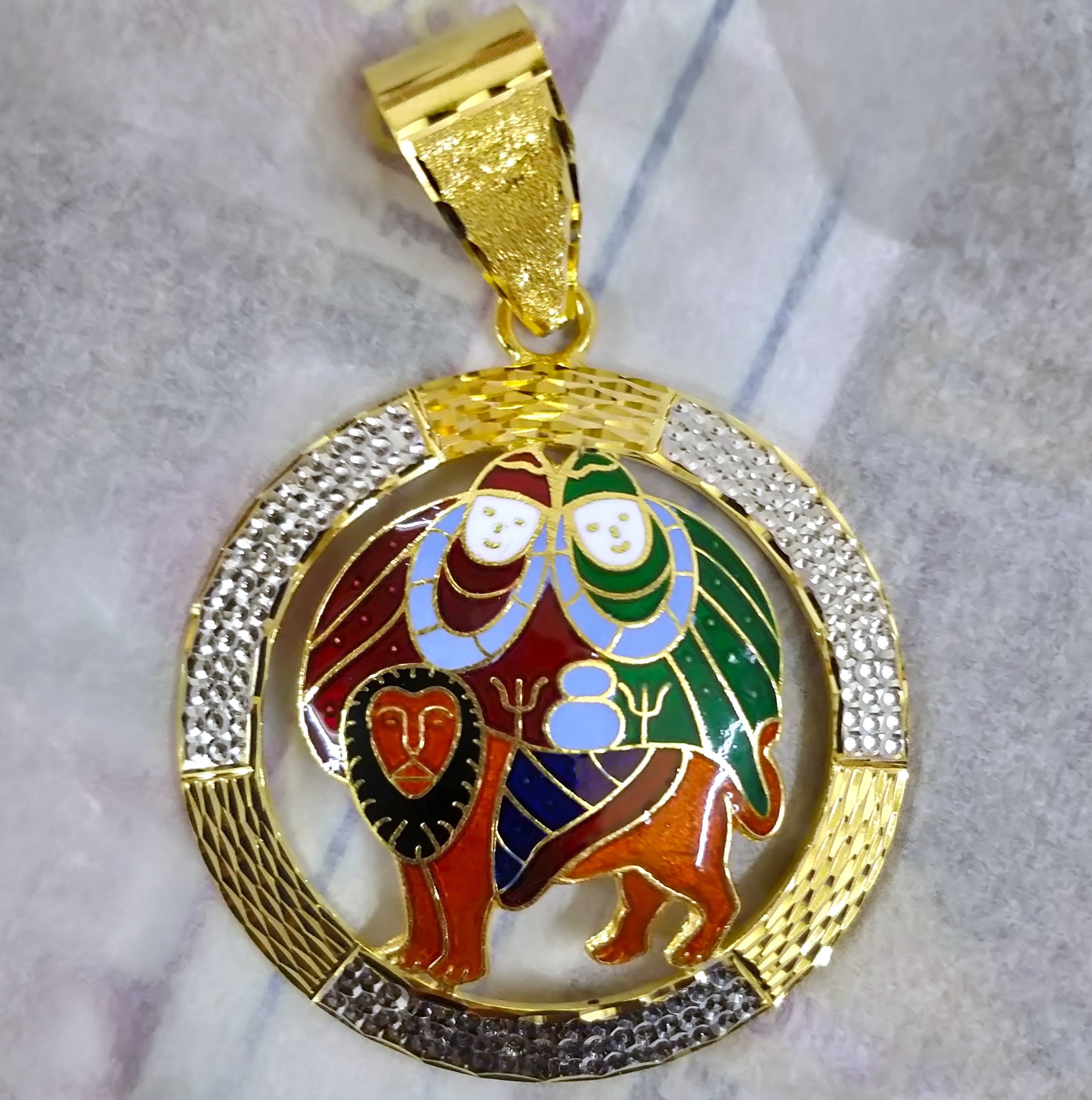916 Gold Chamunda Maa Minakari Pendant-10