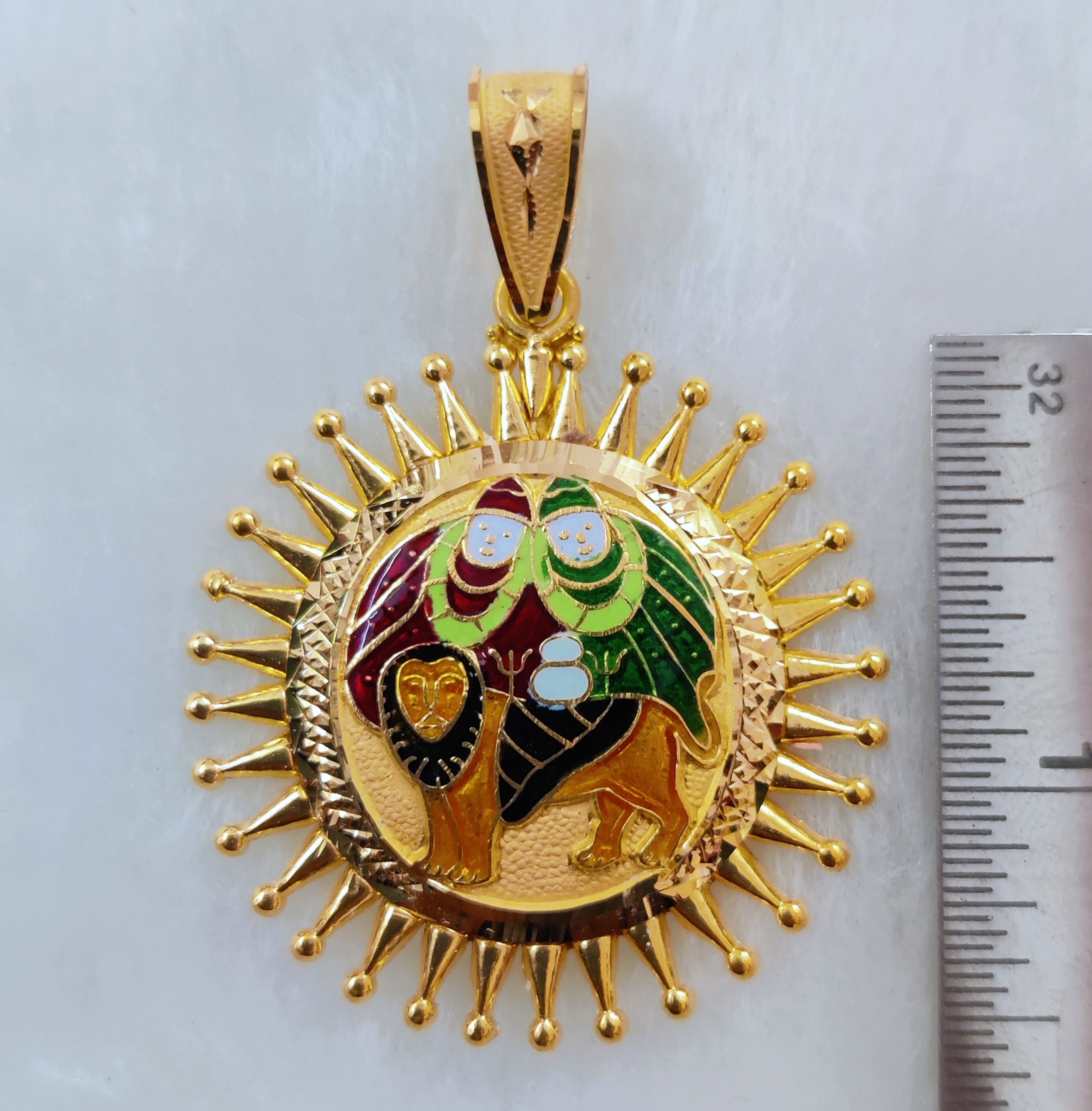 916 Gold Chamunda Maa Minakari Pendant-18