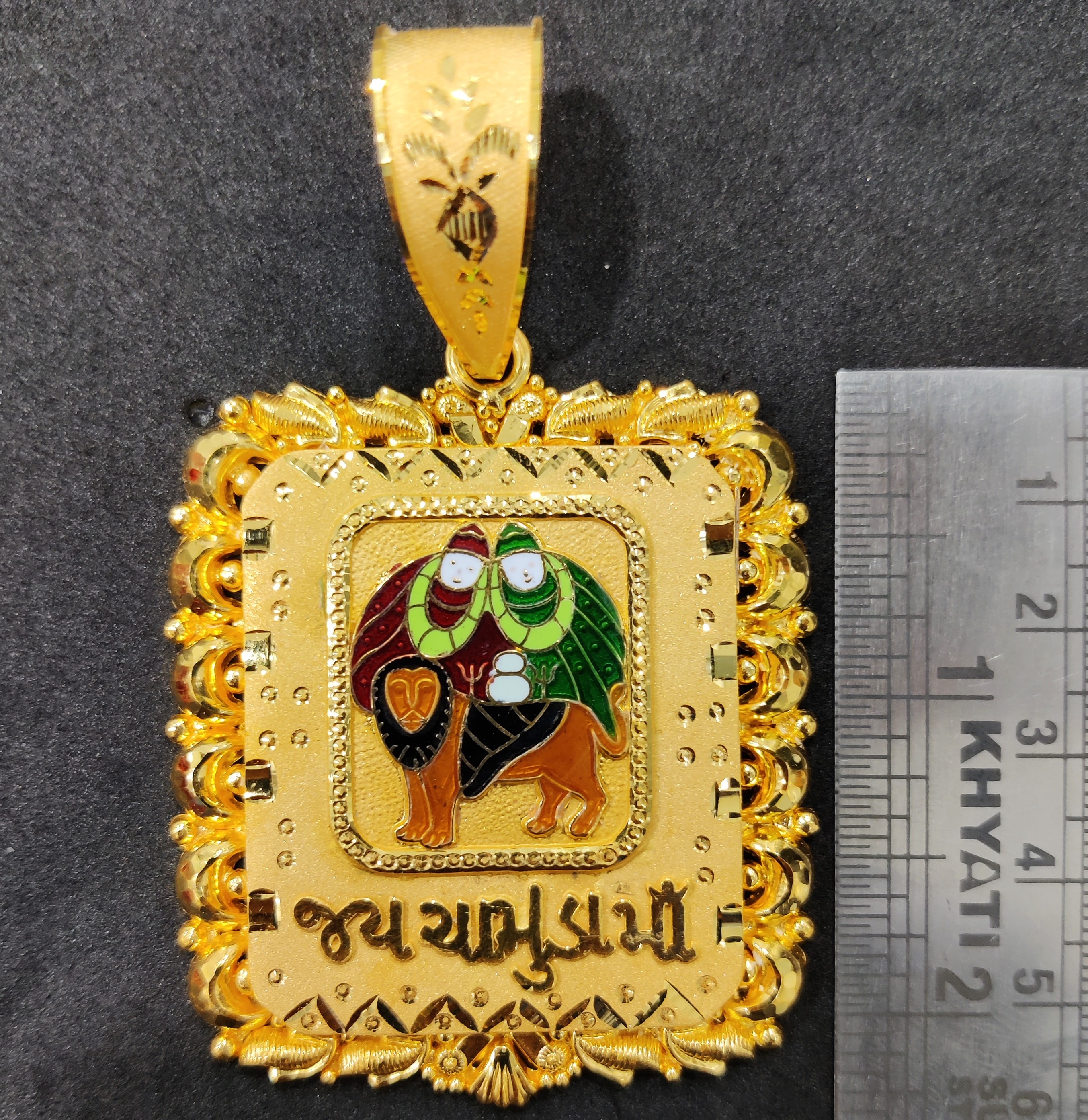 916 Gold Chamunda Maa Minakari Pendant-23