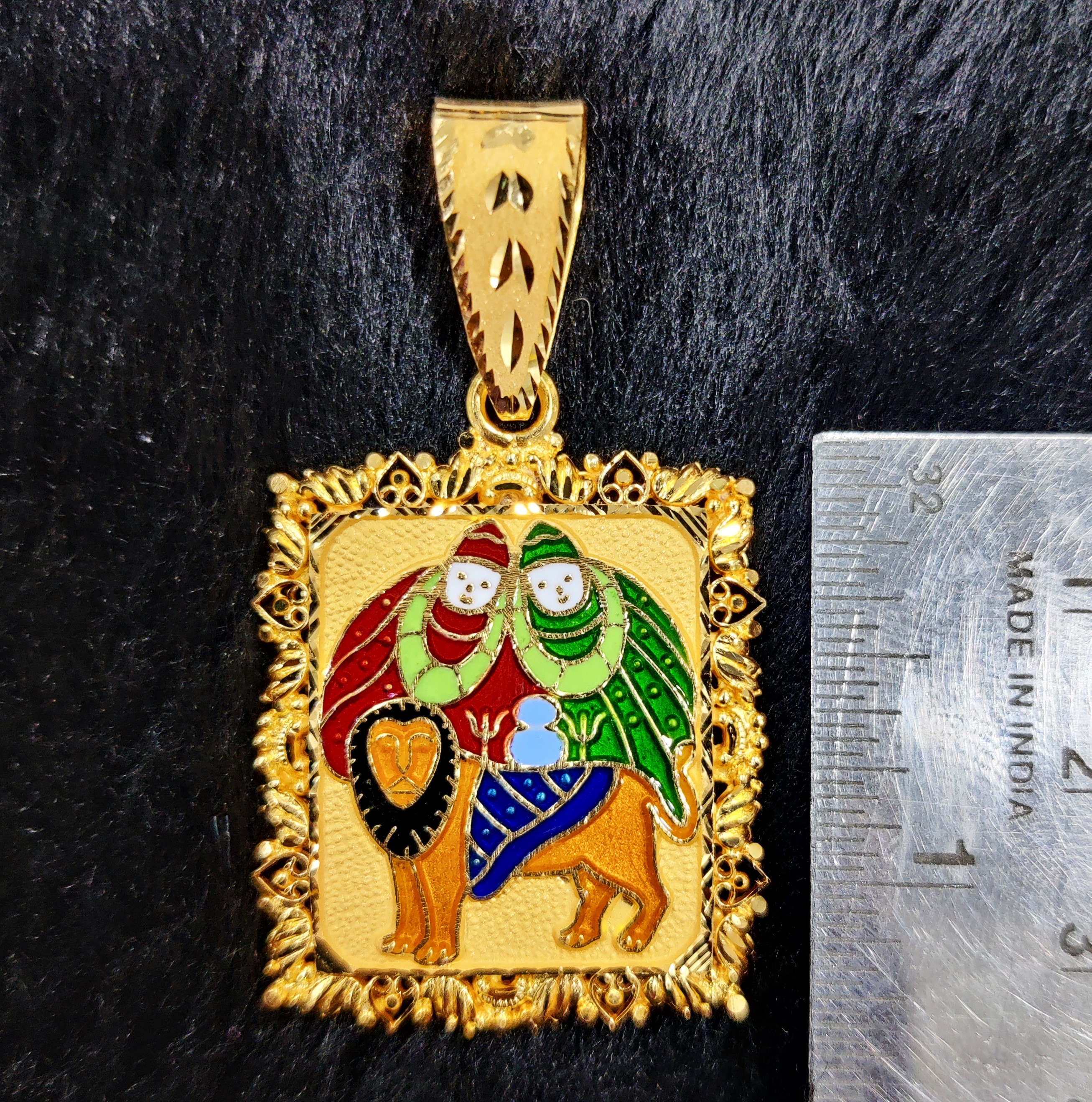 916 Gold Chamunda Maa Minakari Pendant-24