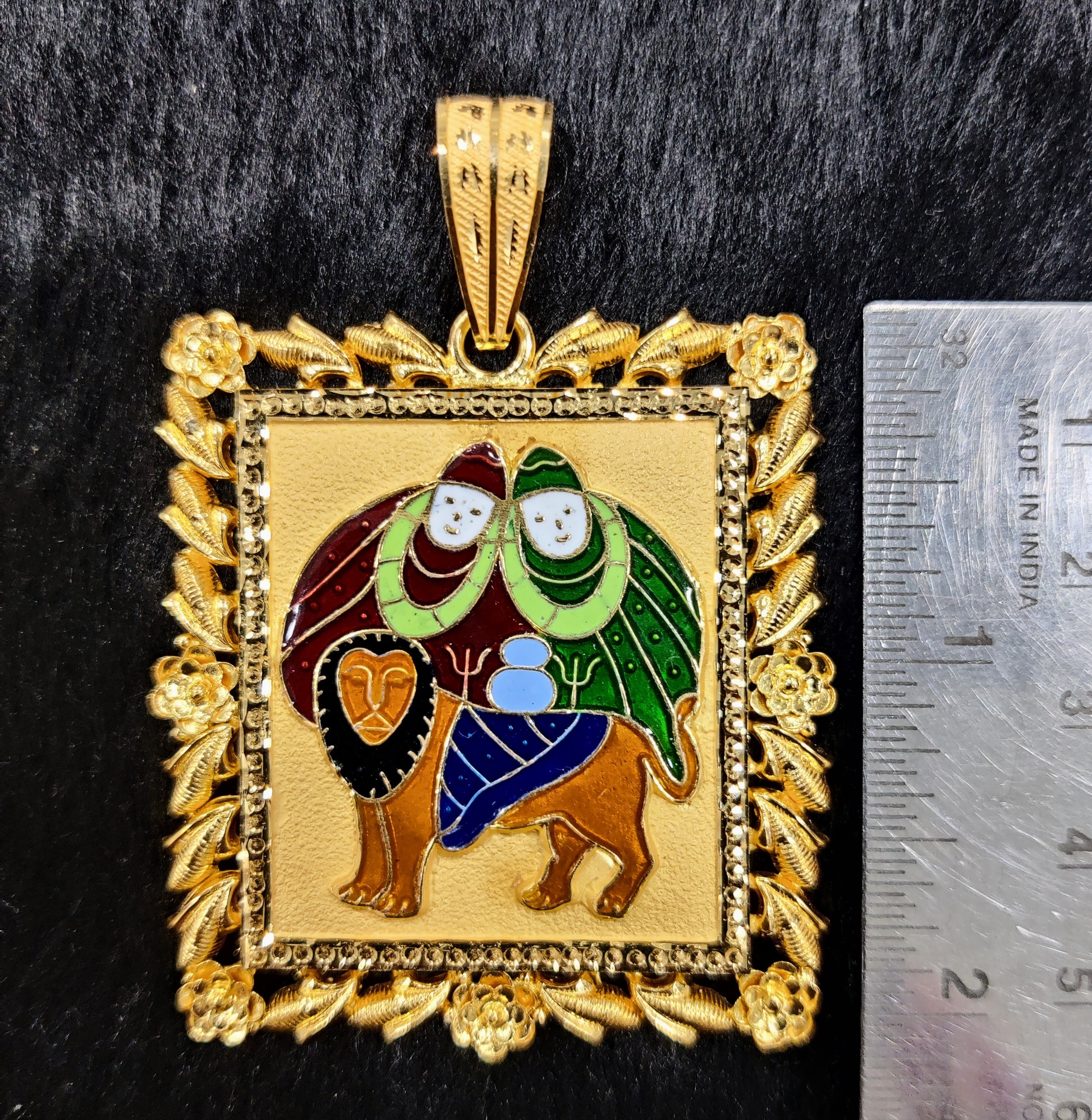 916 Gold Chamunda Maa Minakari Pendant-25