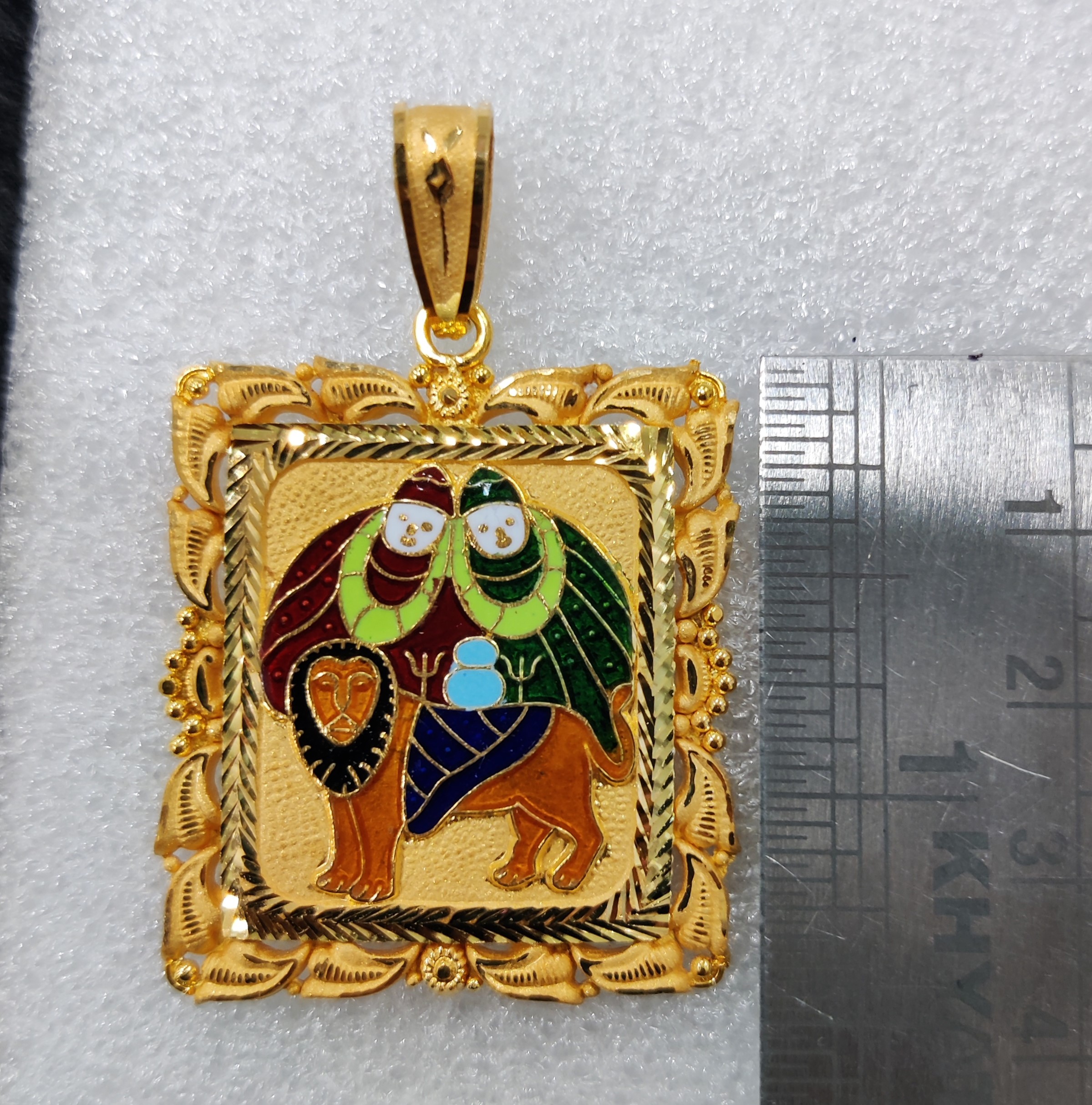 916 Gold Chamunda Maa Minakari Pendant-27