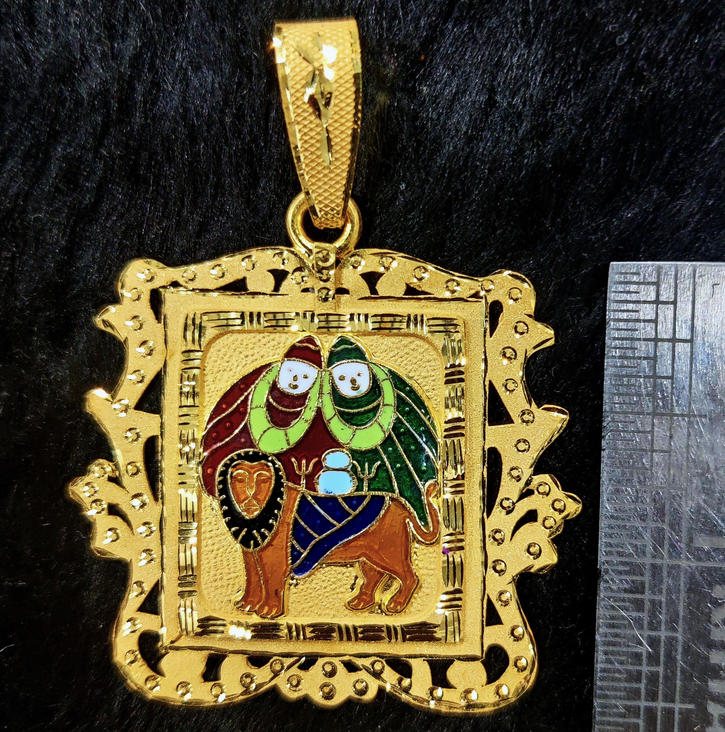 916 Gold Chamunda Maa Minakari Pendant-28