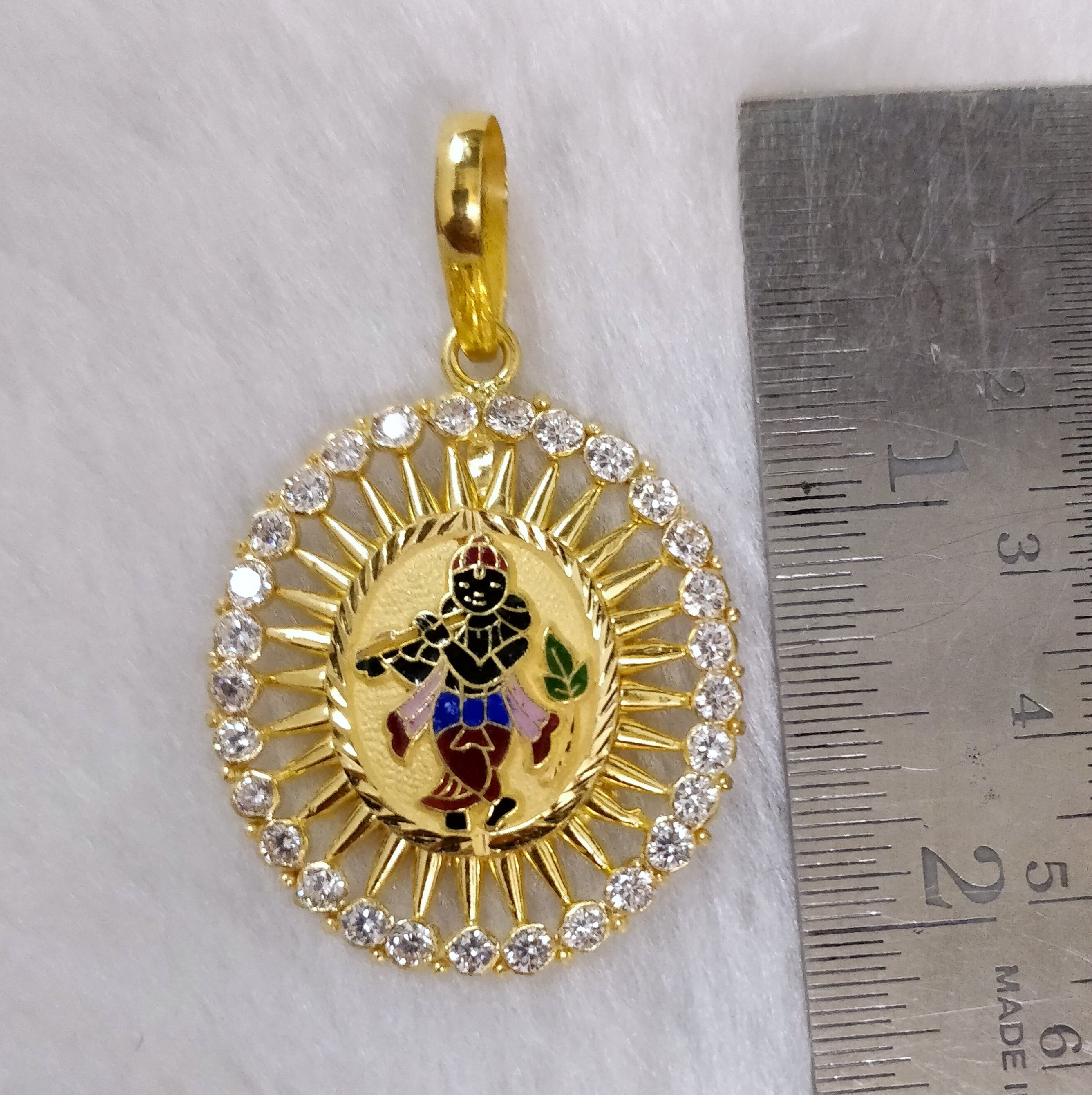 916 Gold Krishna Minakari Pendant