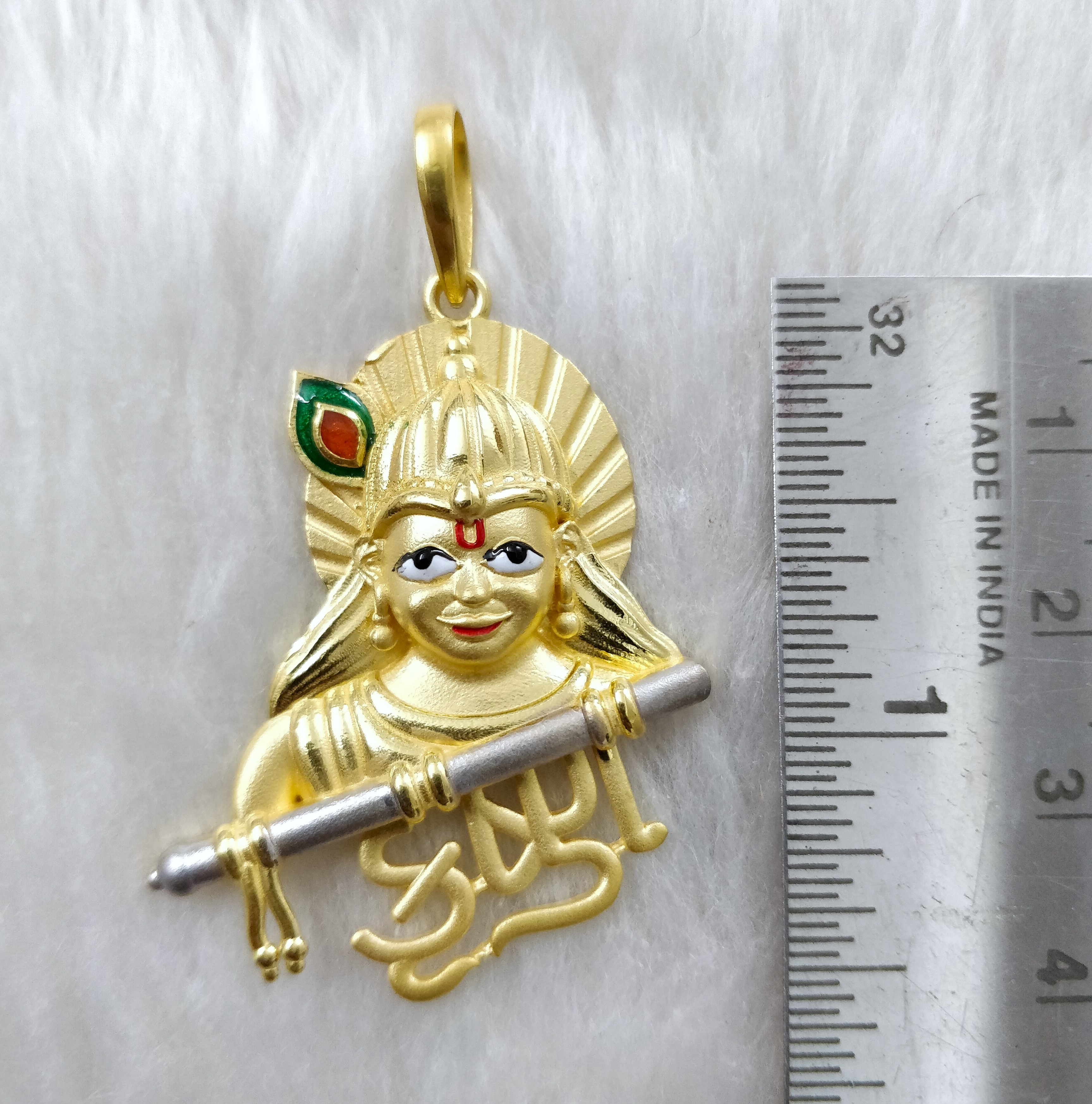 916 Gold Radha-Krishna Minakari Pendant