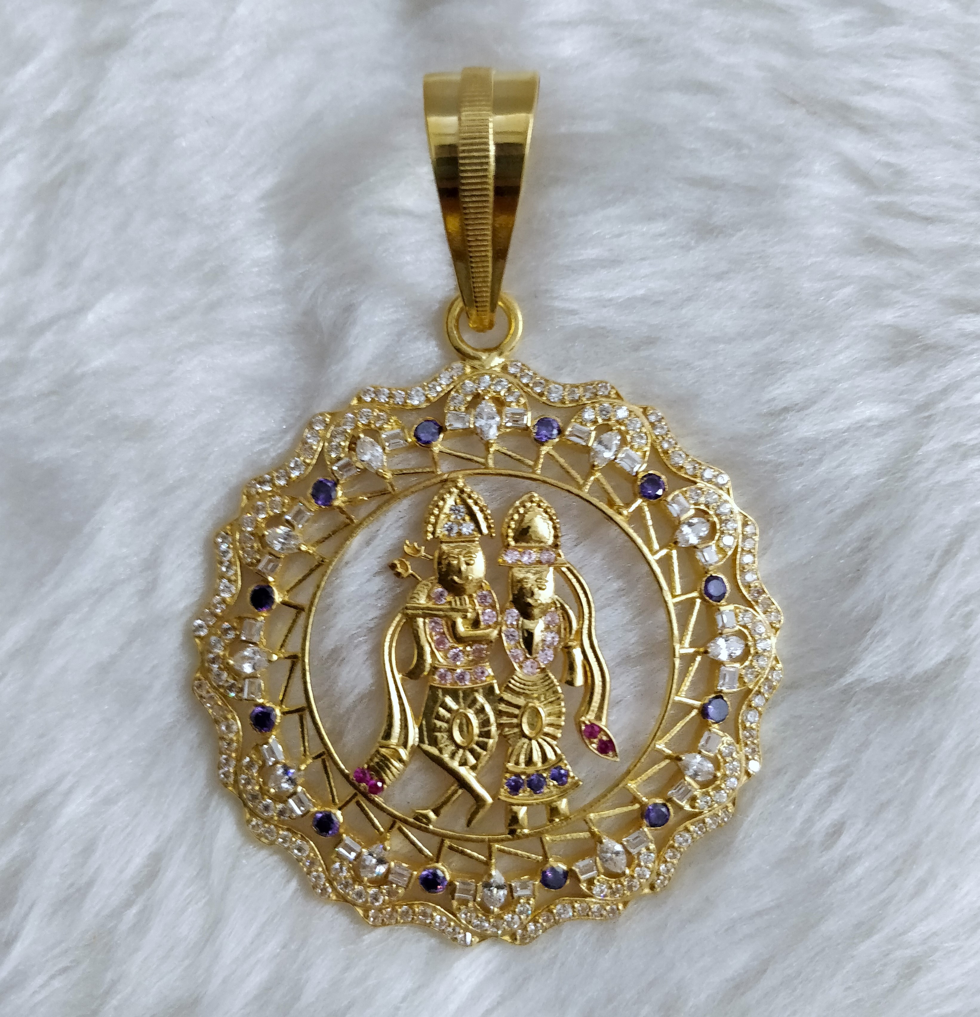916 Gold Fancy Radha-Krishna Pendant-24