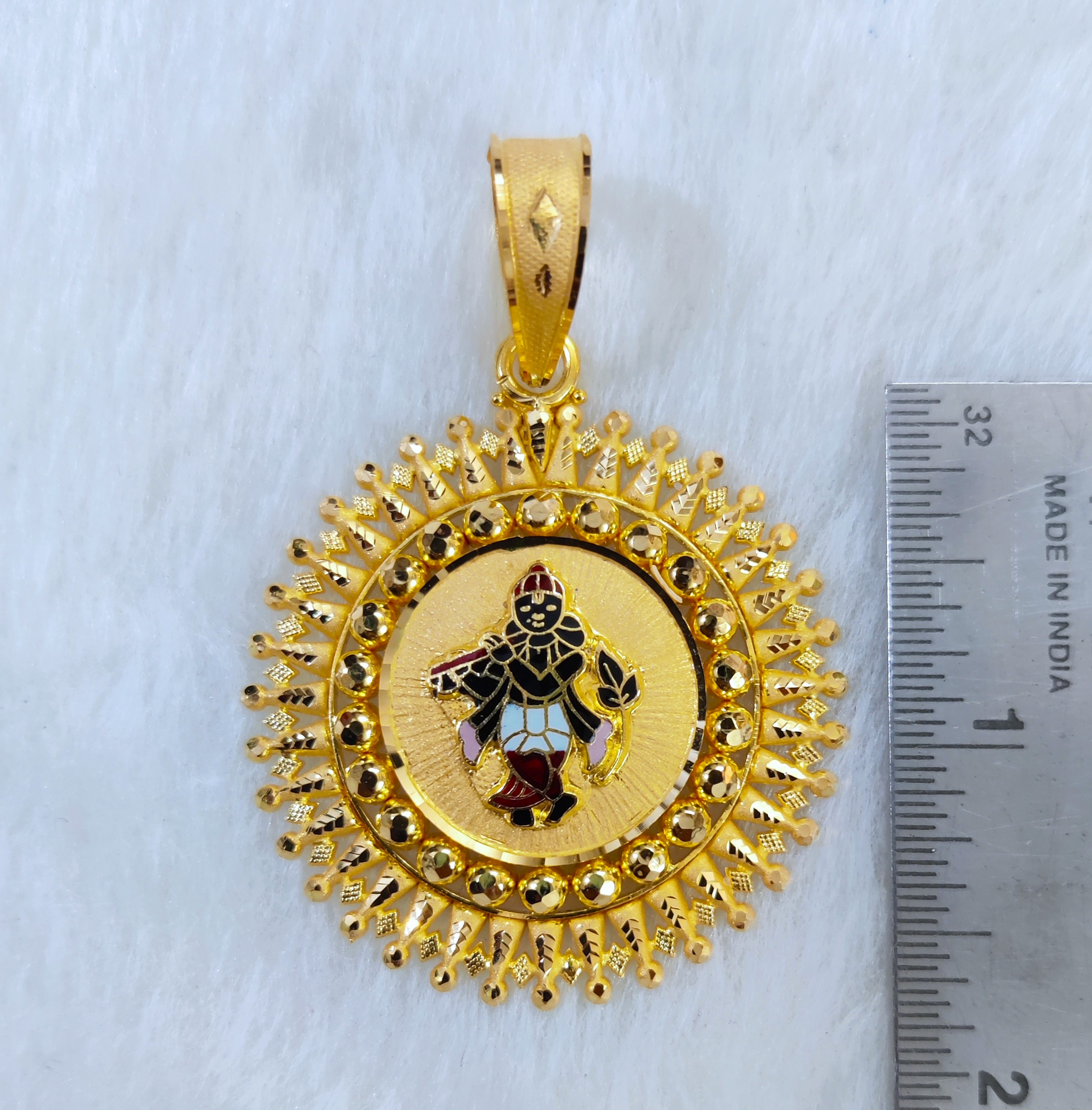 916 Gold Krishna Minakari Pendant-39
