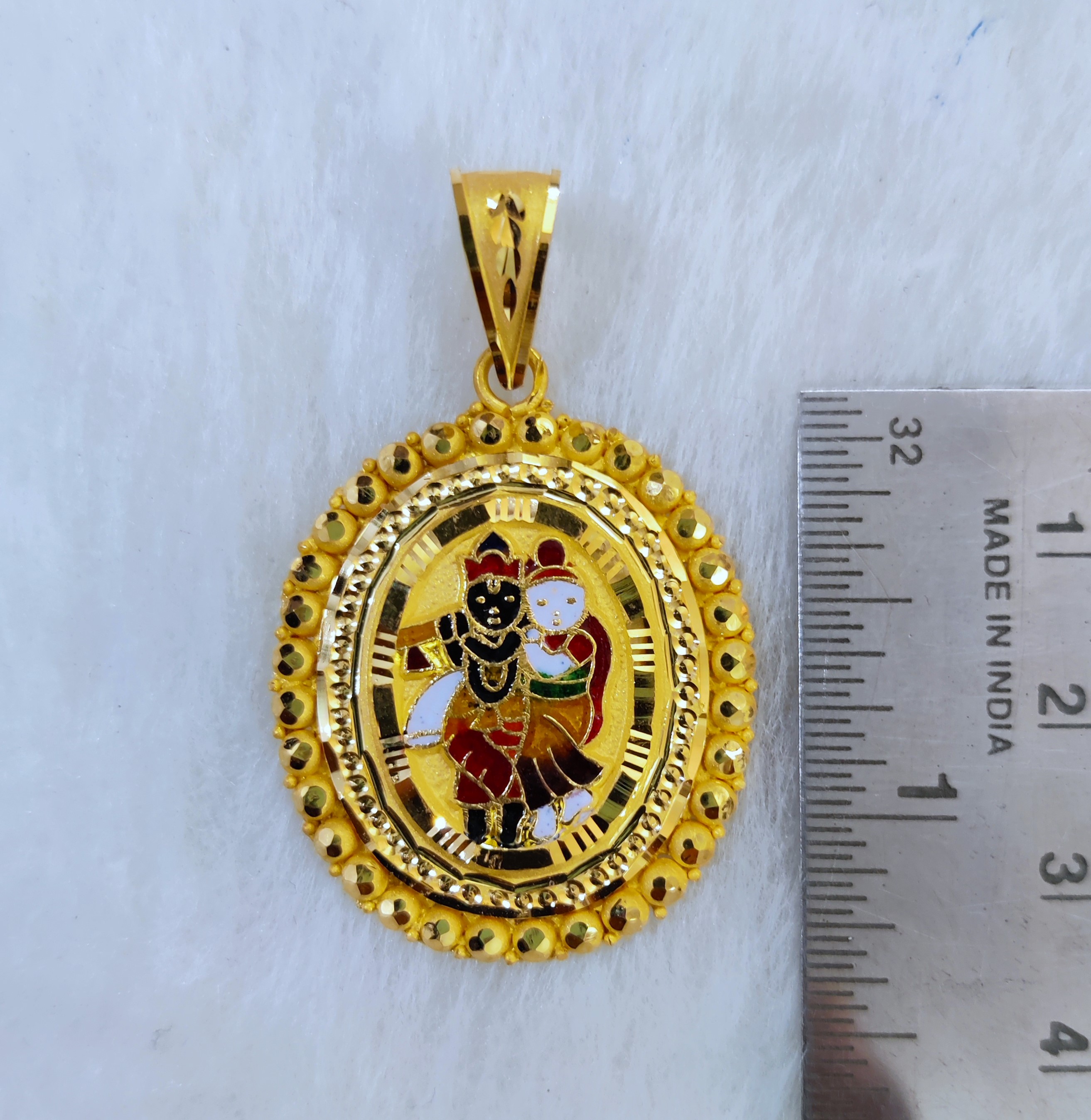 916 Gold Radha-Krishna Minakari Pendant-41
