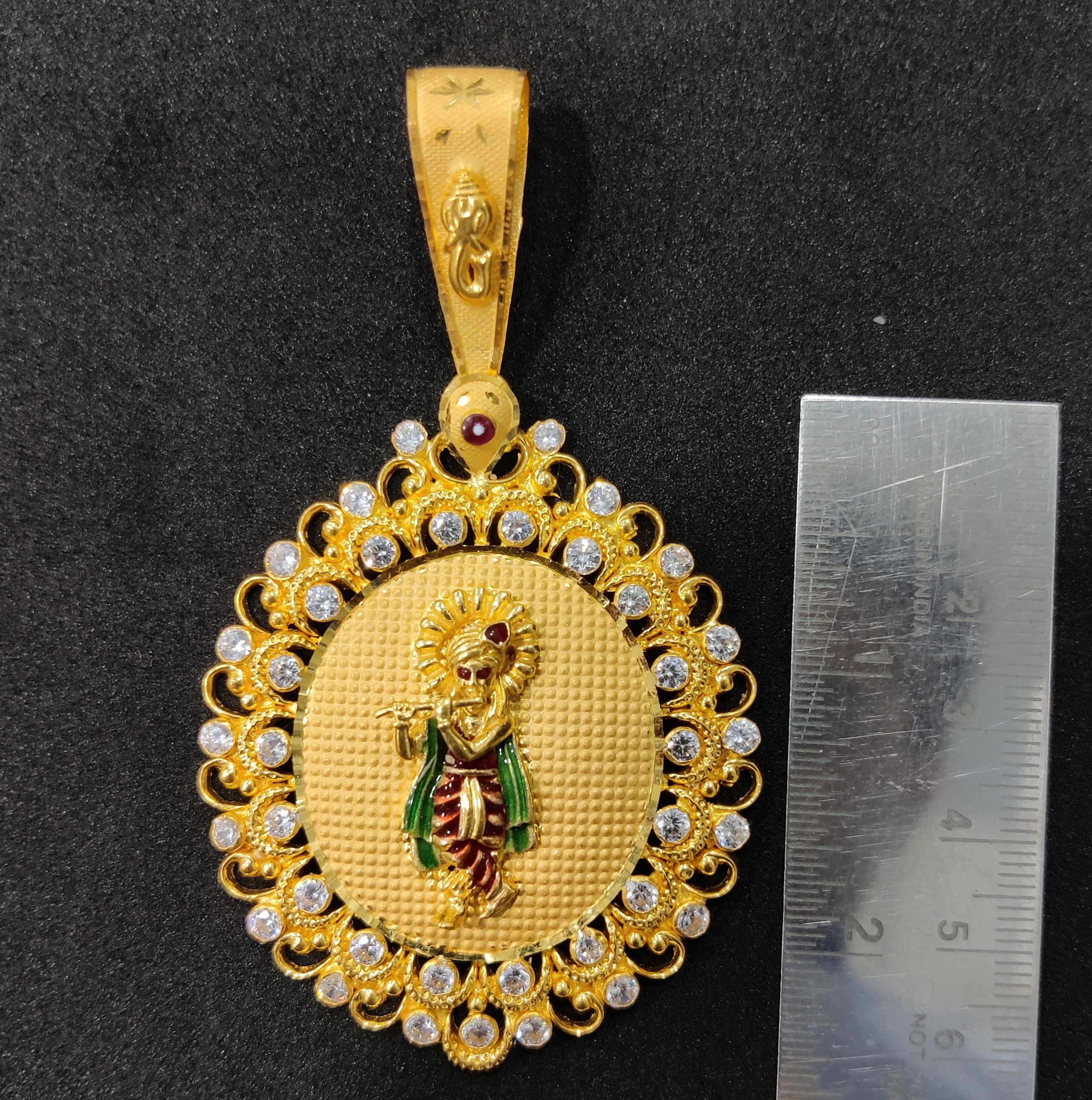 916 Gold Antique Krishna Pendant-52