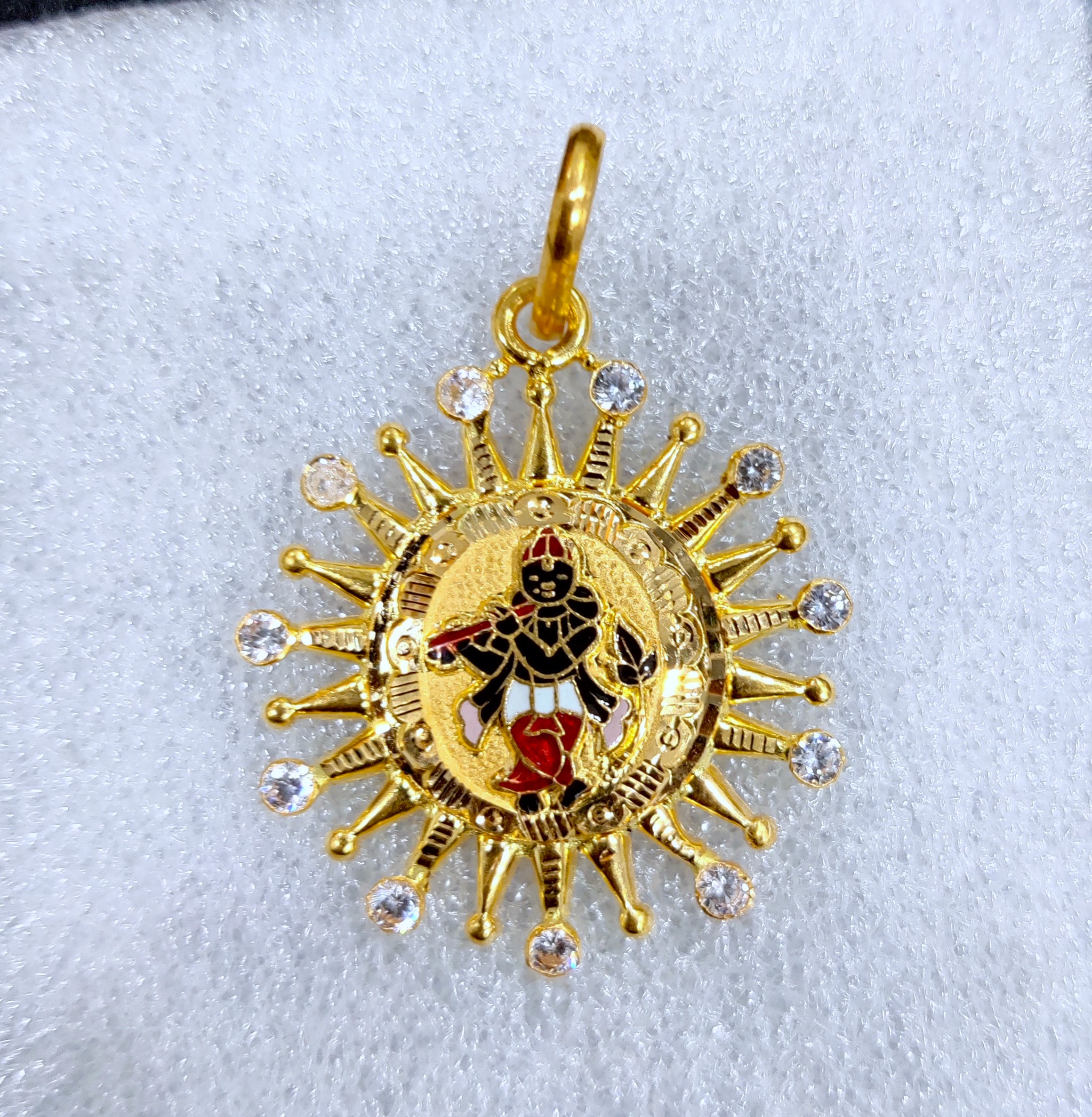 916 Gold Krishna Minakari Pendant-61