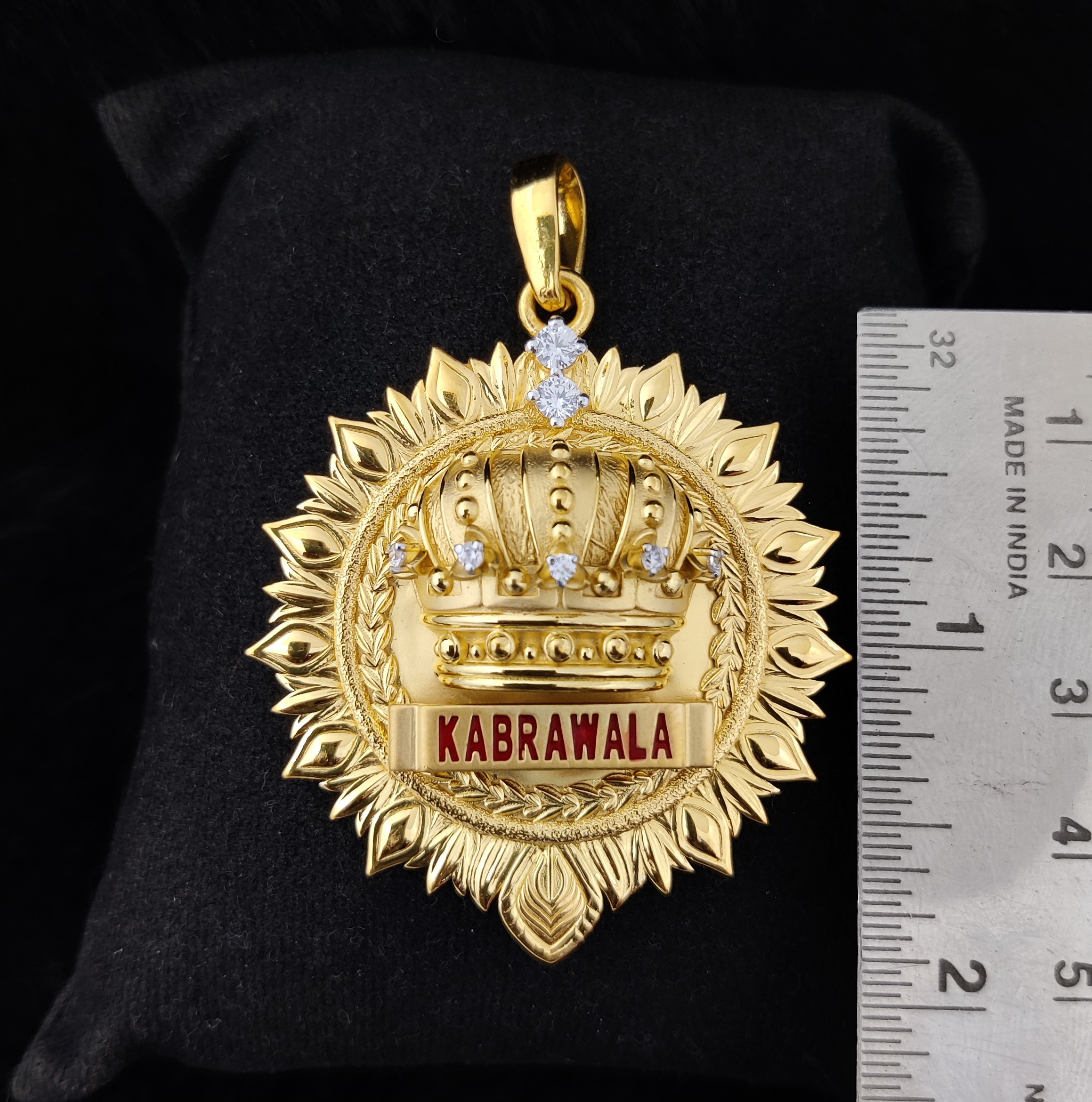 916 Gold Fancy Crown Pendant-155