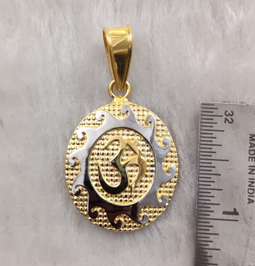 916 Gold Fancy Om Minakari Pendant