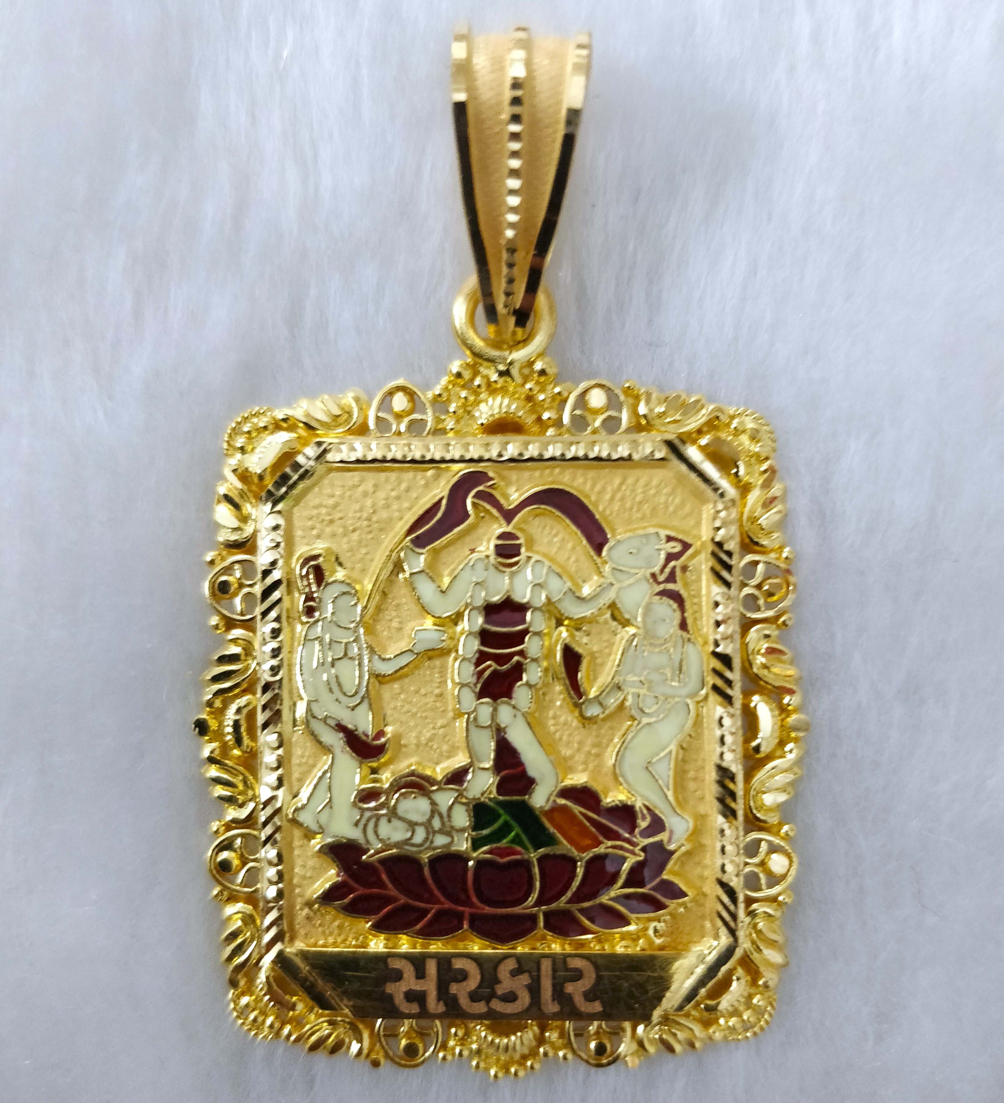 916 Gold Fuljogani Maa Minakari Pendant-3