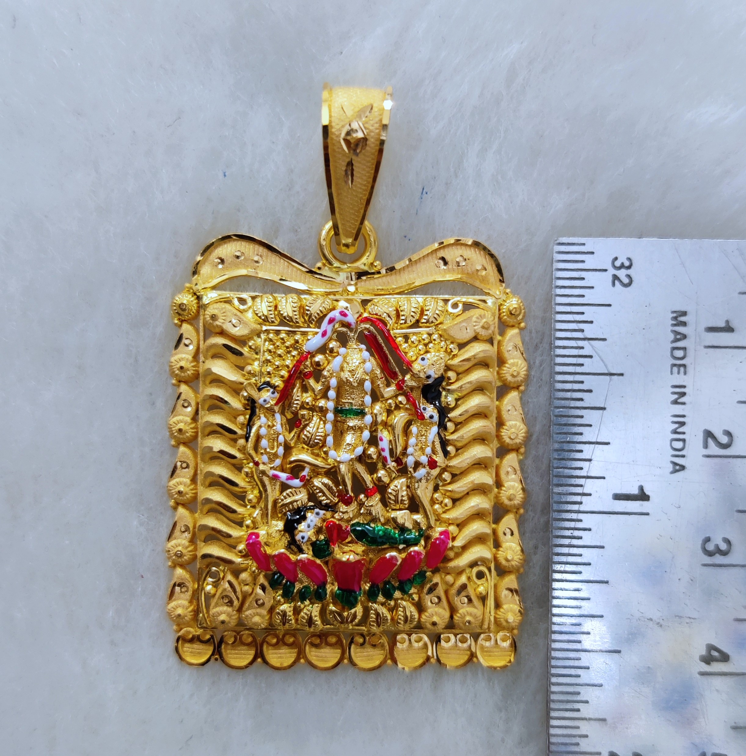 916 Gold Handmade Fuljogani Maa Pendant-7