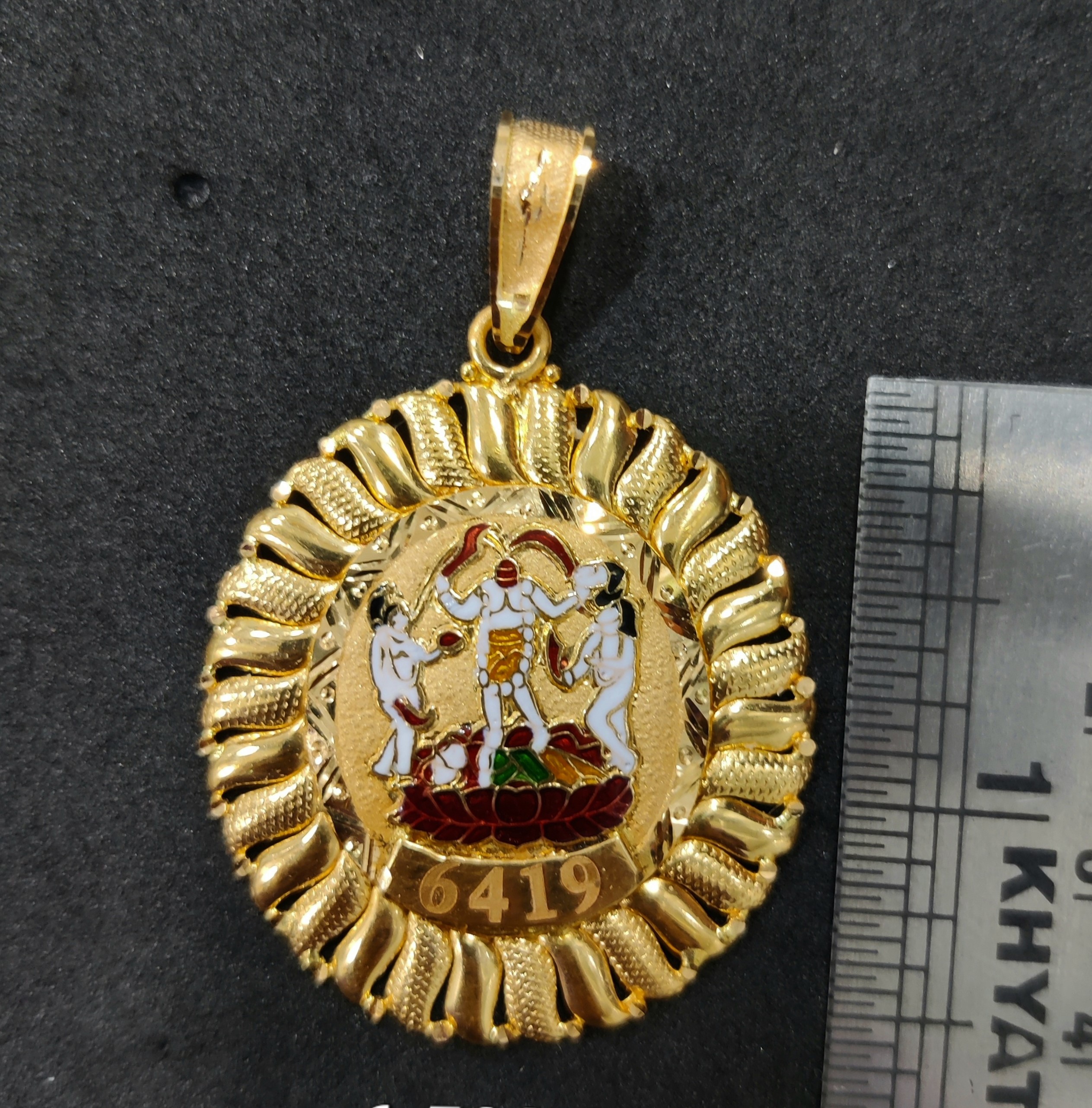 916 Gold Fuljogani Maa Minakari Pendant-10