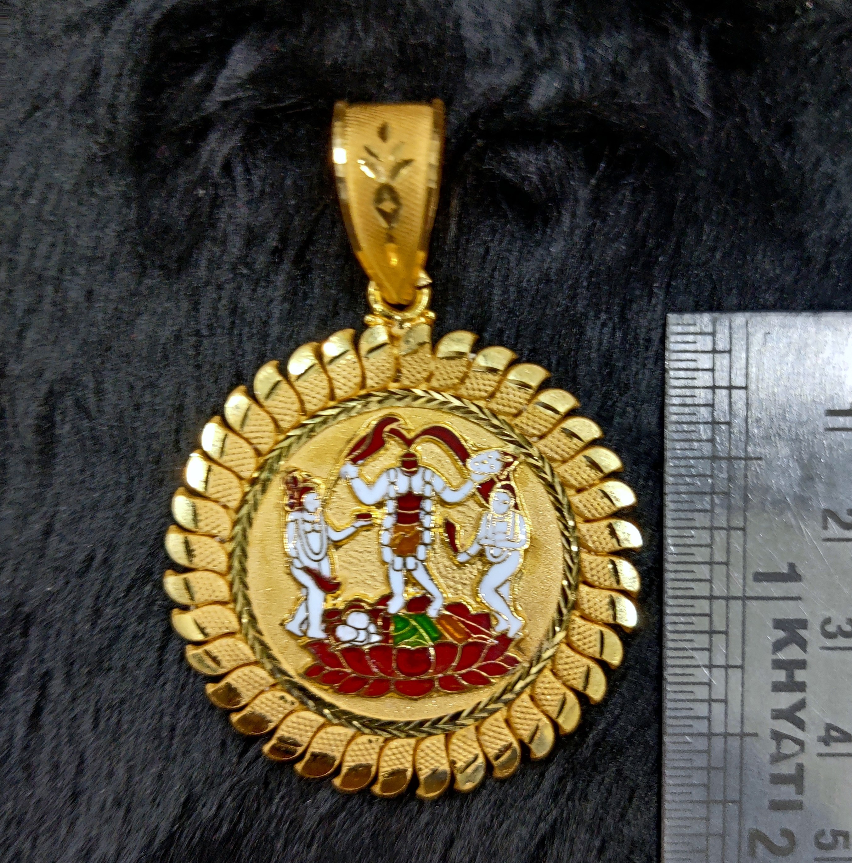 916 Gold Fuljogani Maa Minakari Pendant-14