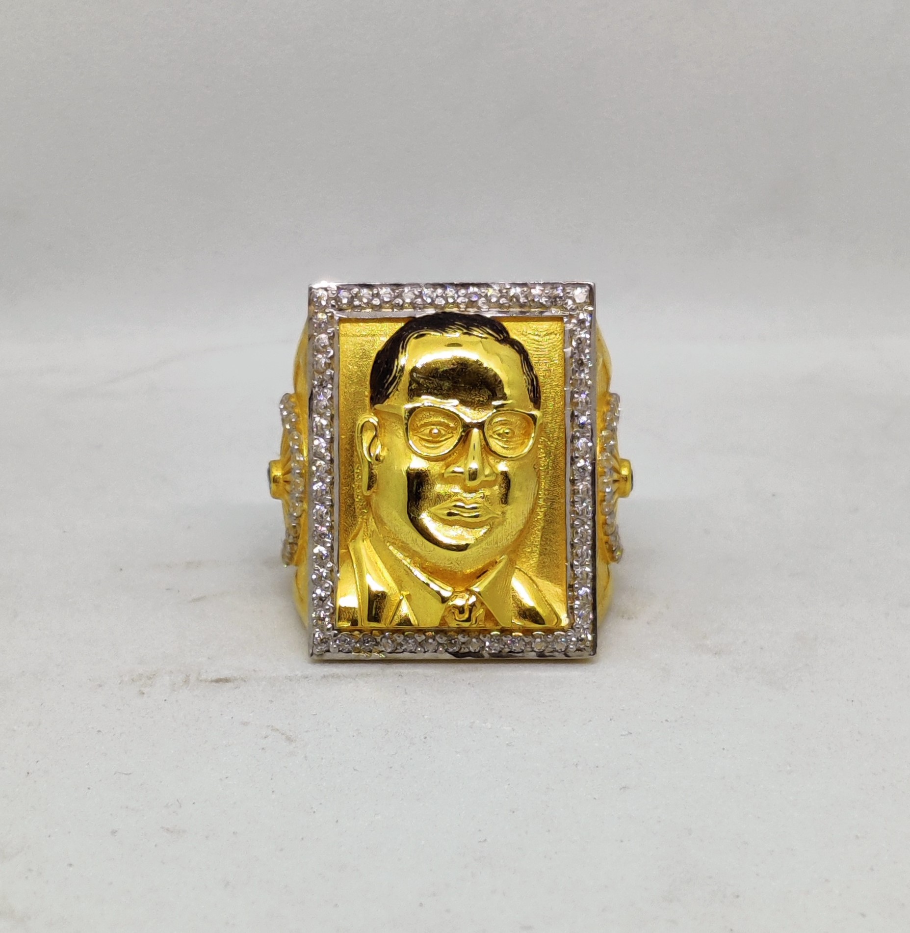 916 Gold Fancy Ambedkar Face Ring