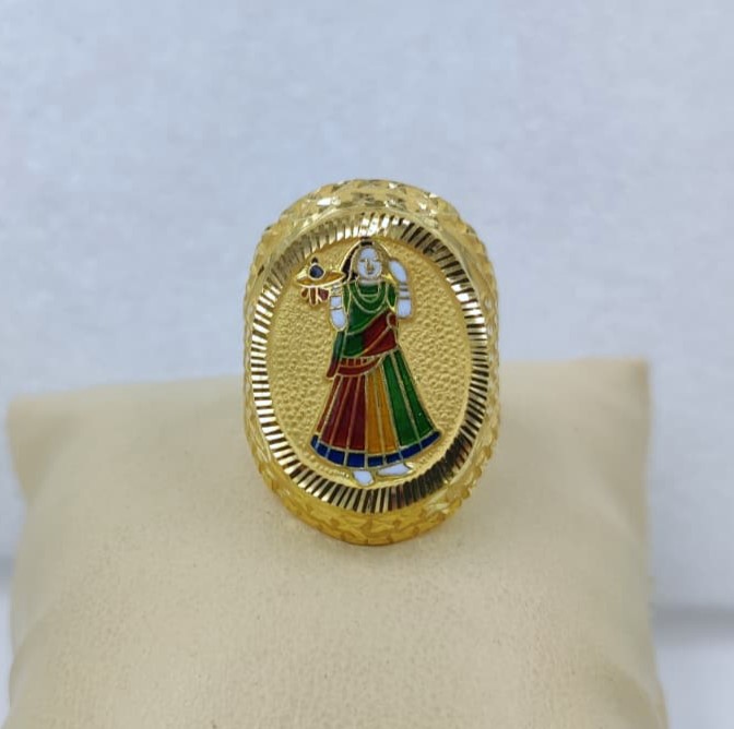 916 Gold Hand Made Bhatiyani Maa Minakar Ring
