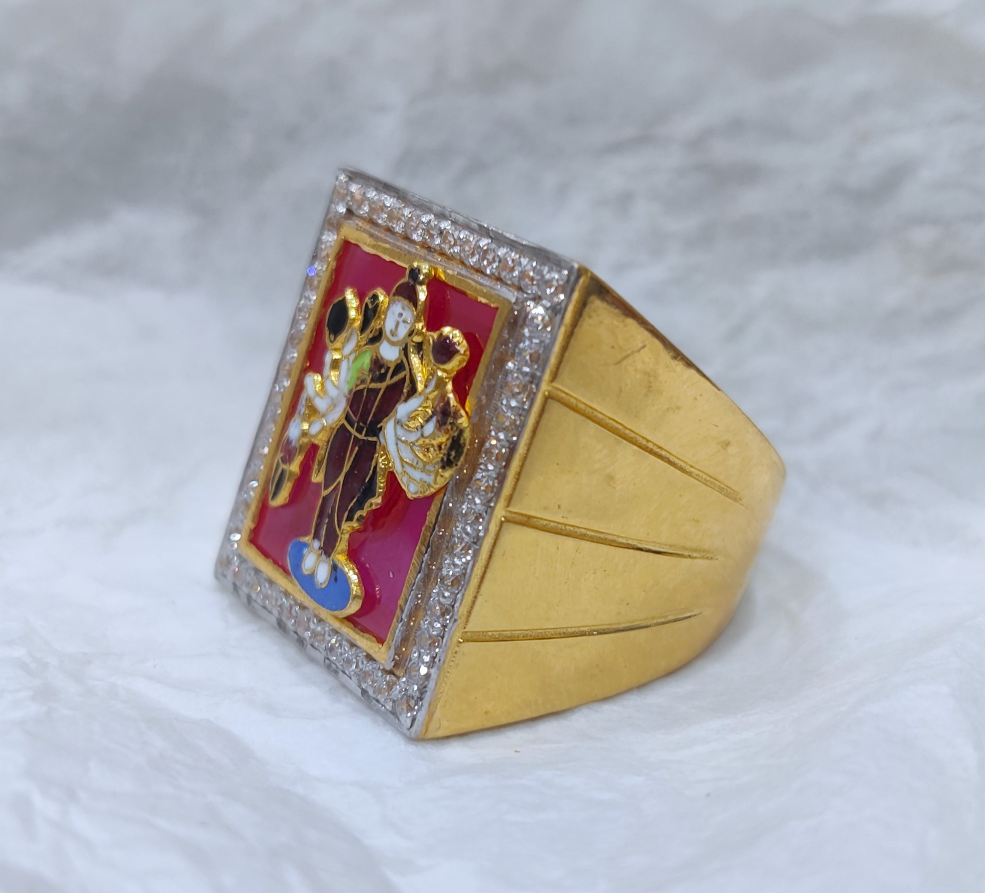 916 Gold Fancy Shadhi Maa Minakari Ring-45