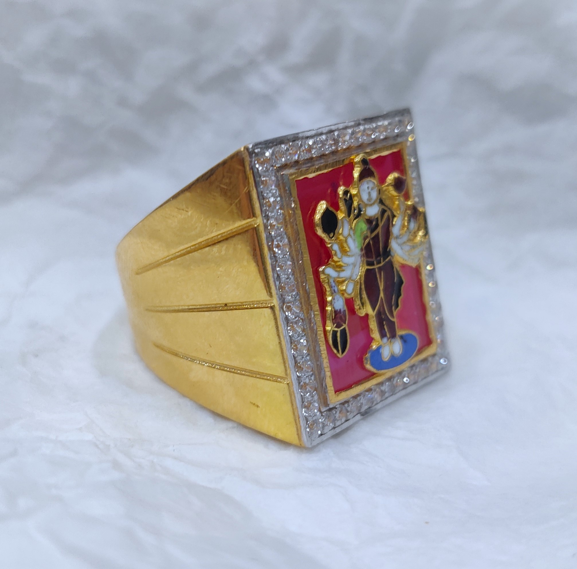 916 Gold Fancy Shadhi Maa Minakari Ring-45