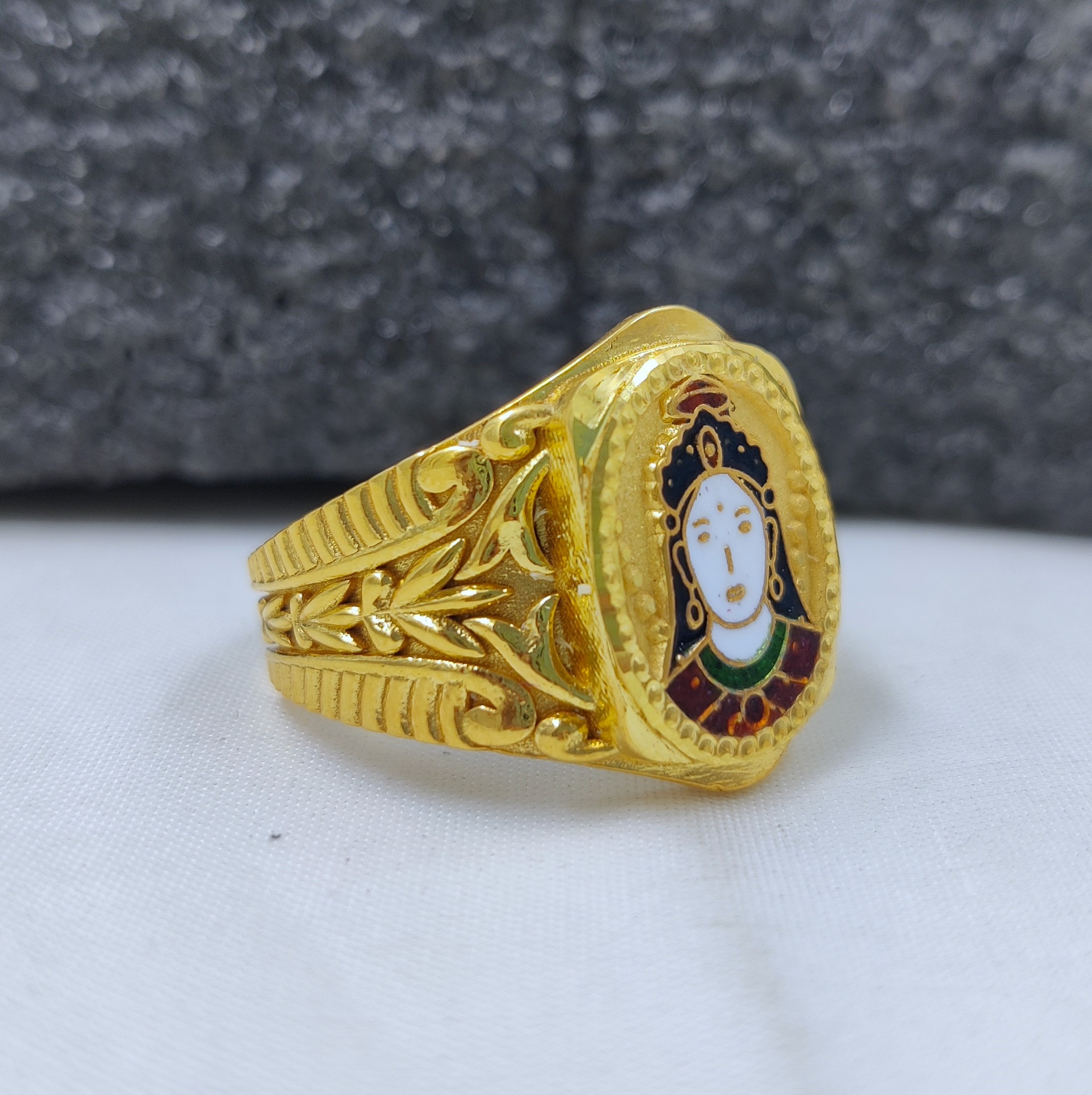 916 Gold Fancy Chehar Maa Ring-46
