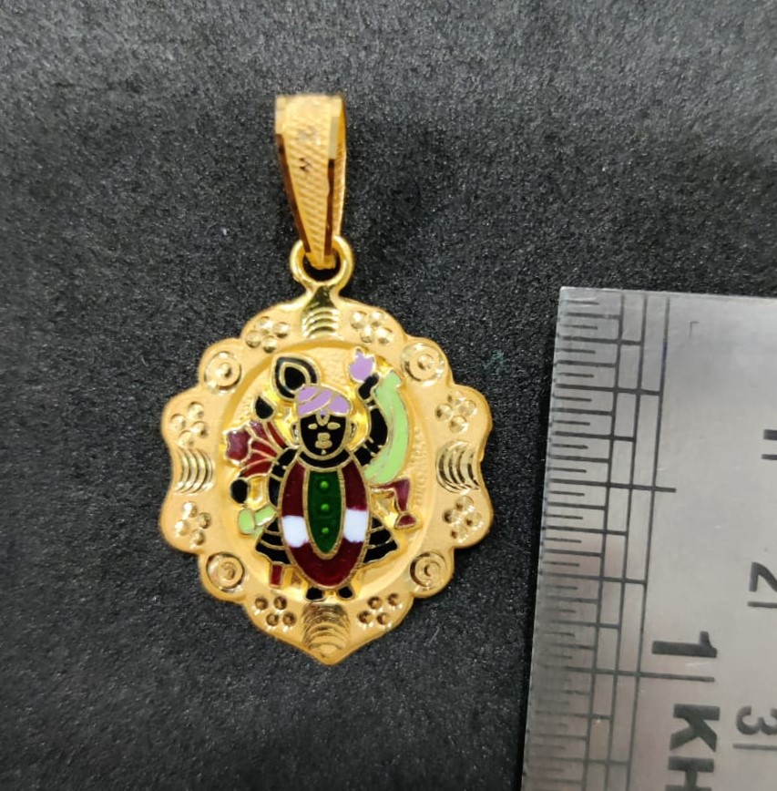 916 Gold Shreenathji Minakari Pendant