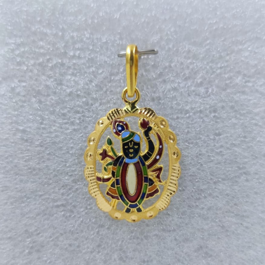 916 Gold Shreenathji Minakari Pendant
