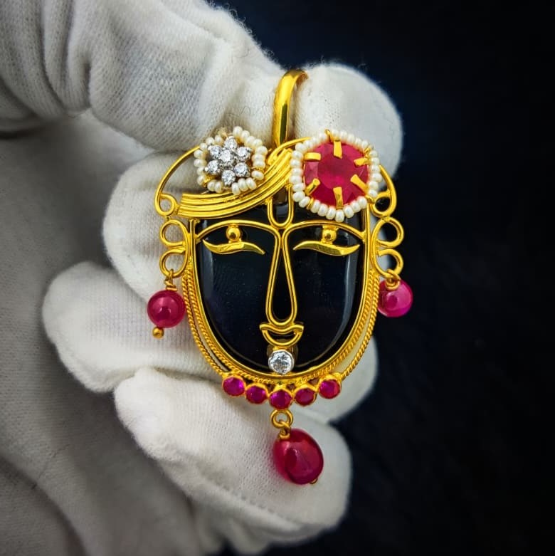 916 Gold Fancy Shreenathji Pendant